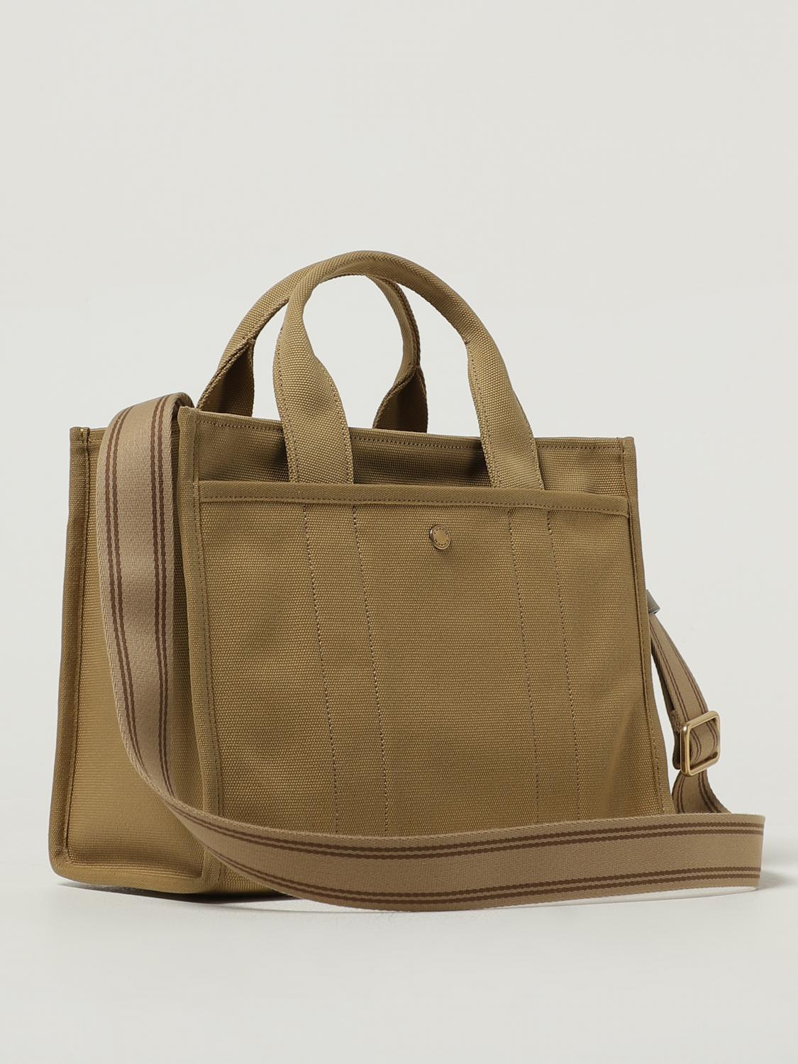 COACH BORSA A MANO: Borsa a mano tote in cotone con logo Coach, Beige - Img 2