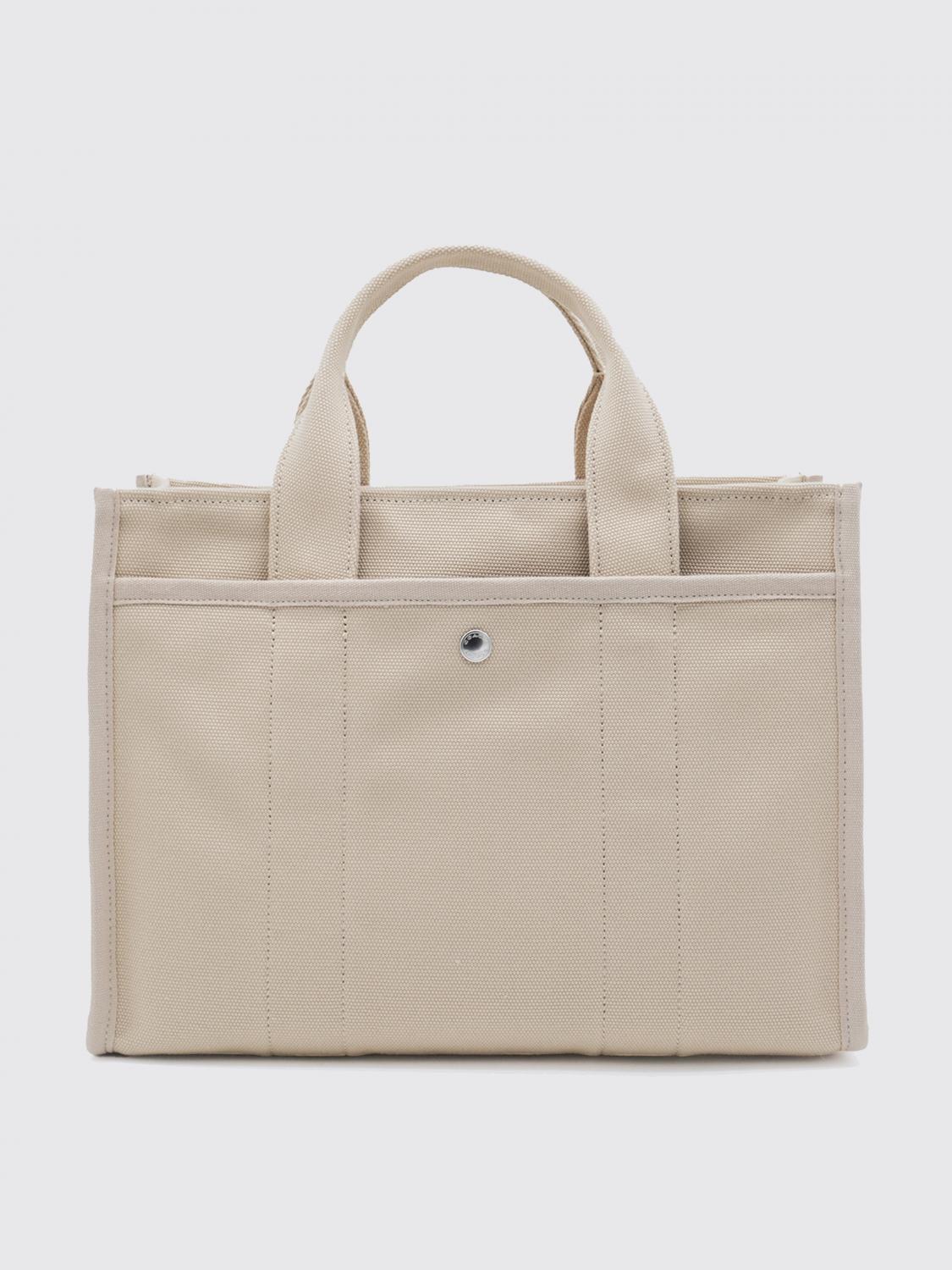 COACH BORSA A MANO: Borsa a mano tote in cotone con logo Coach, Ecru - Img 2
