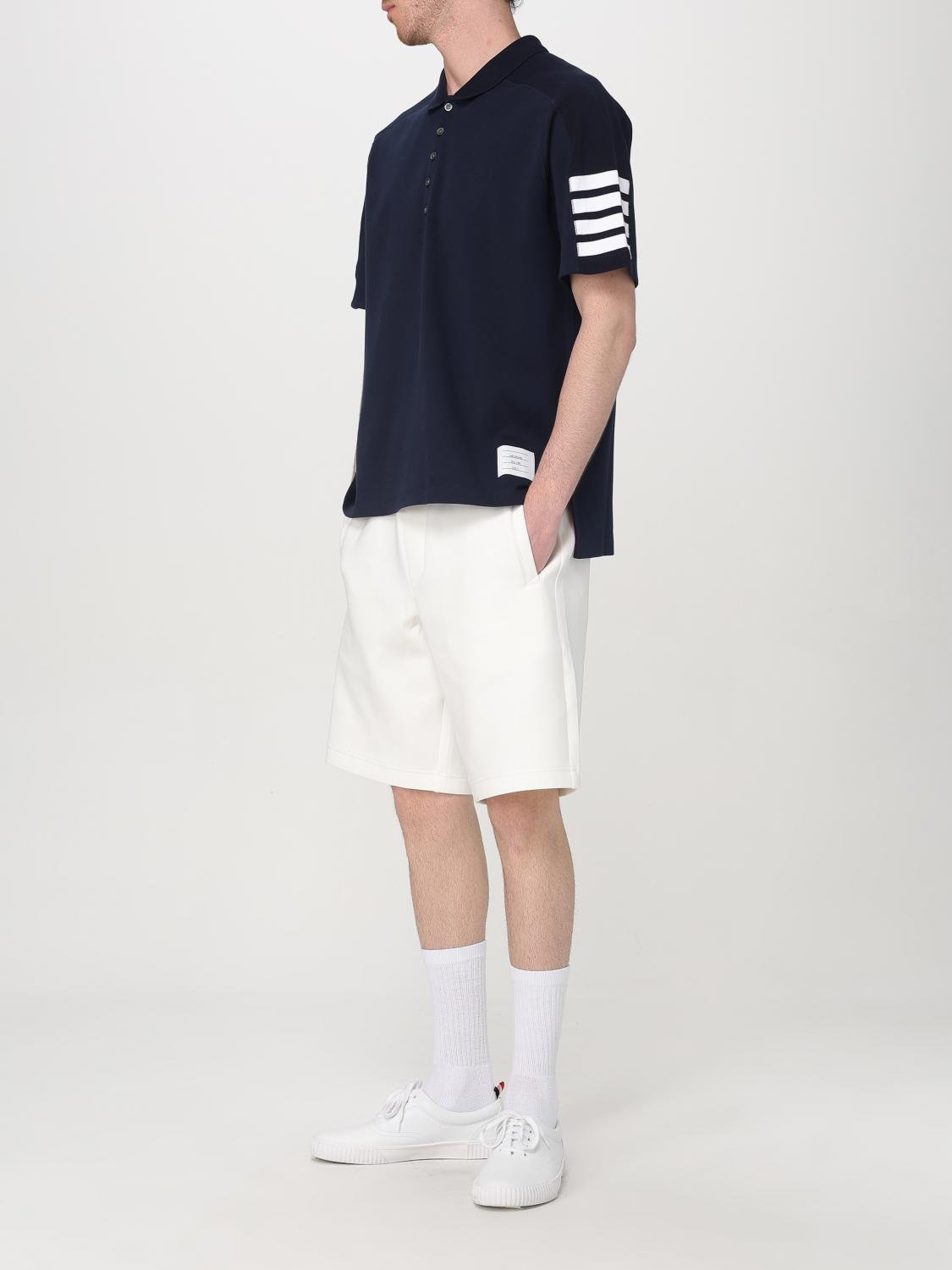 THOM BROWNE POLO: Polo de algodón con logo 4-bar Thom Browne, Azul Marino - Img 2