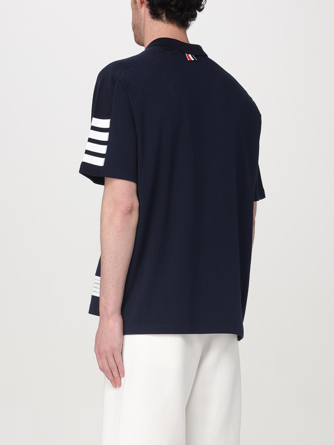 THOM BROWNE POLO: Polo de algodón con logo 4-bar Thom Browne, Azul Marino - Img 3