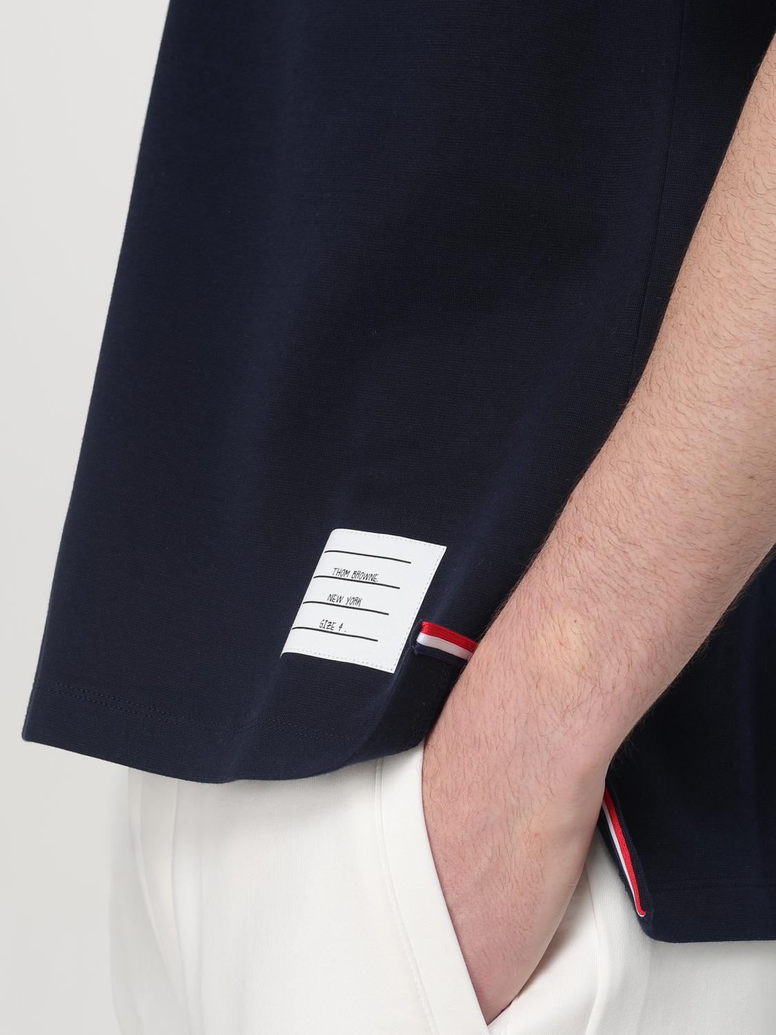 THOM BROWNE POLO: Polo de algodón con logo 4-bar Thom Browne, Azul Marino - Img 5