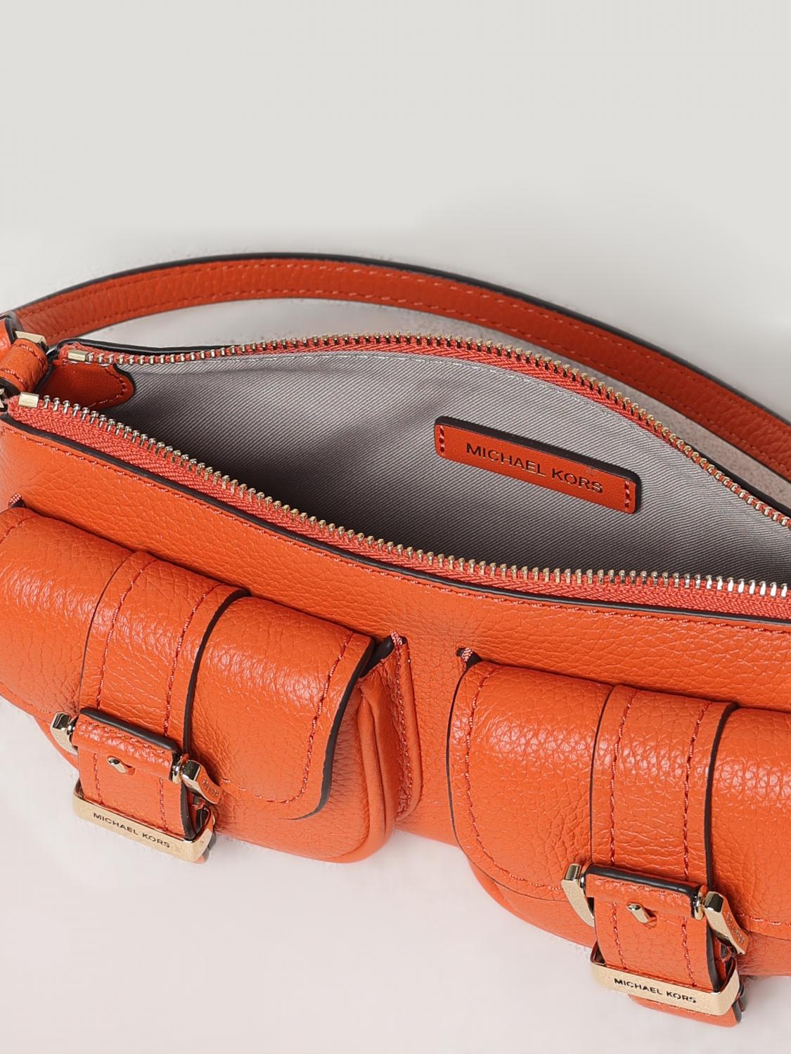 MICHAEL KORS BORSA A SPALLA: Borsa Zoe Michael Kors in pelle a grana , Arancione - Img 3
