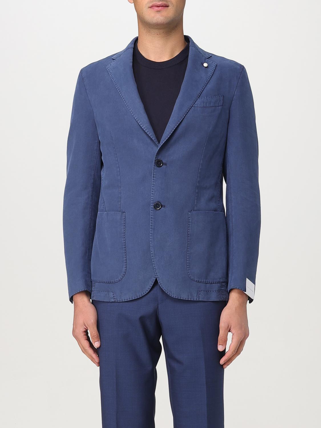 LUIGI BIANCHI GIACCA: Blazer Luigi Bianchi in misto lino e cotone , Blue - Img 1