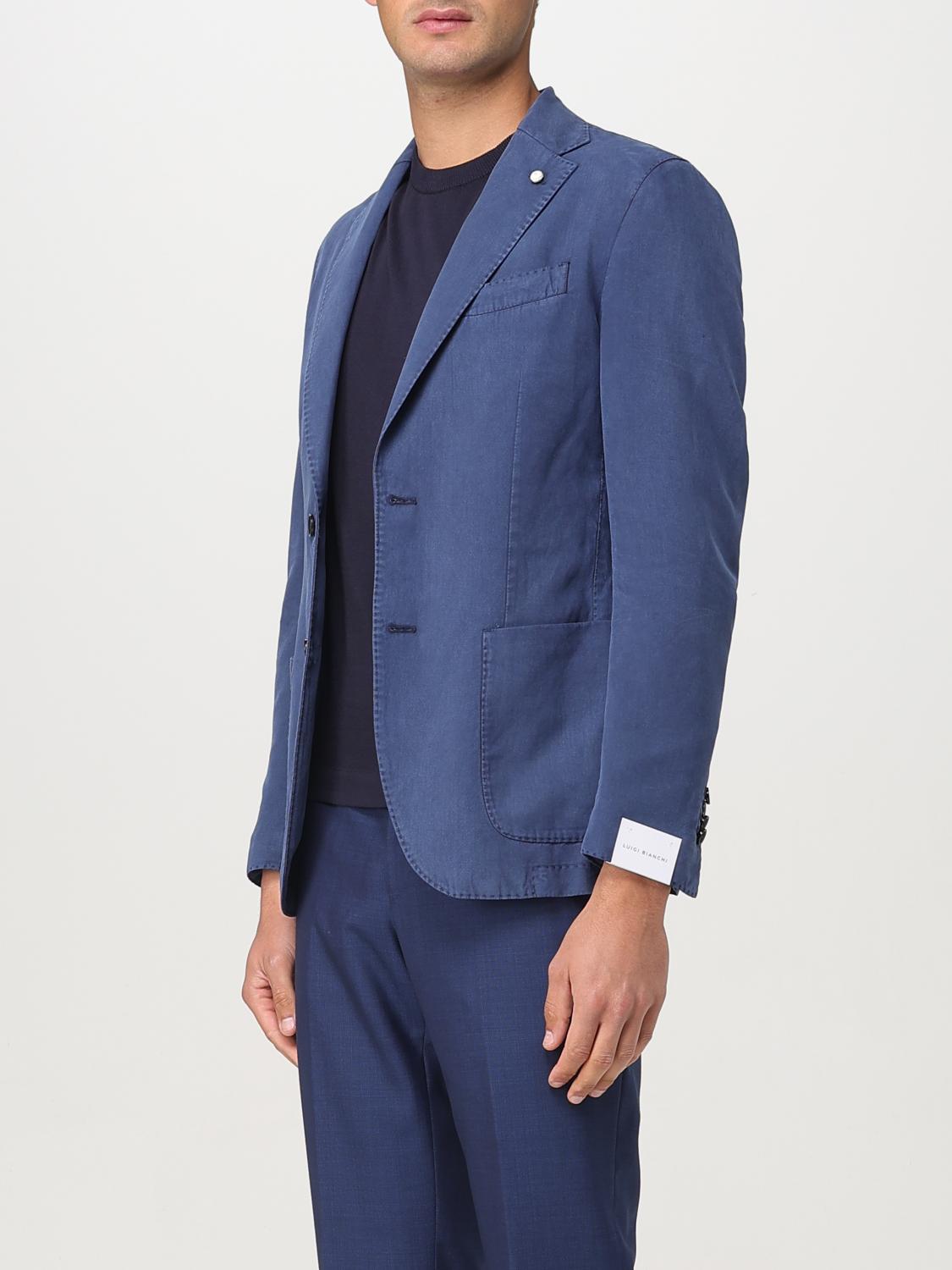 LUIGI BIANCHI GIACCA: Blazer Luigi Bianchi in misto lino e cotone , Blue - Img 3