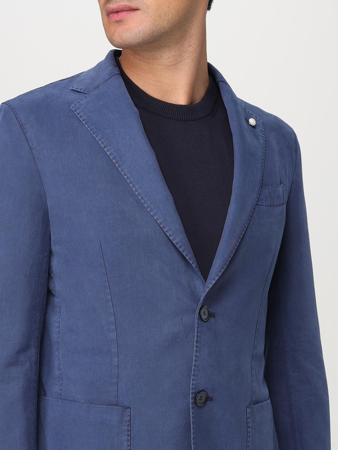 LUIGI BIANCHI GIACCA: Blazer Luigi Bianchi in misto lino e cotone , Blue - Img 4