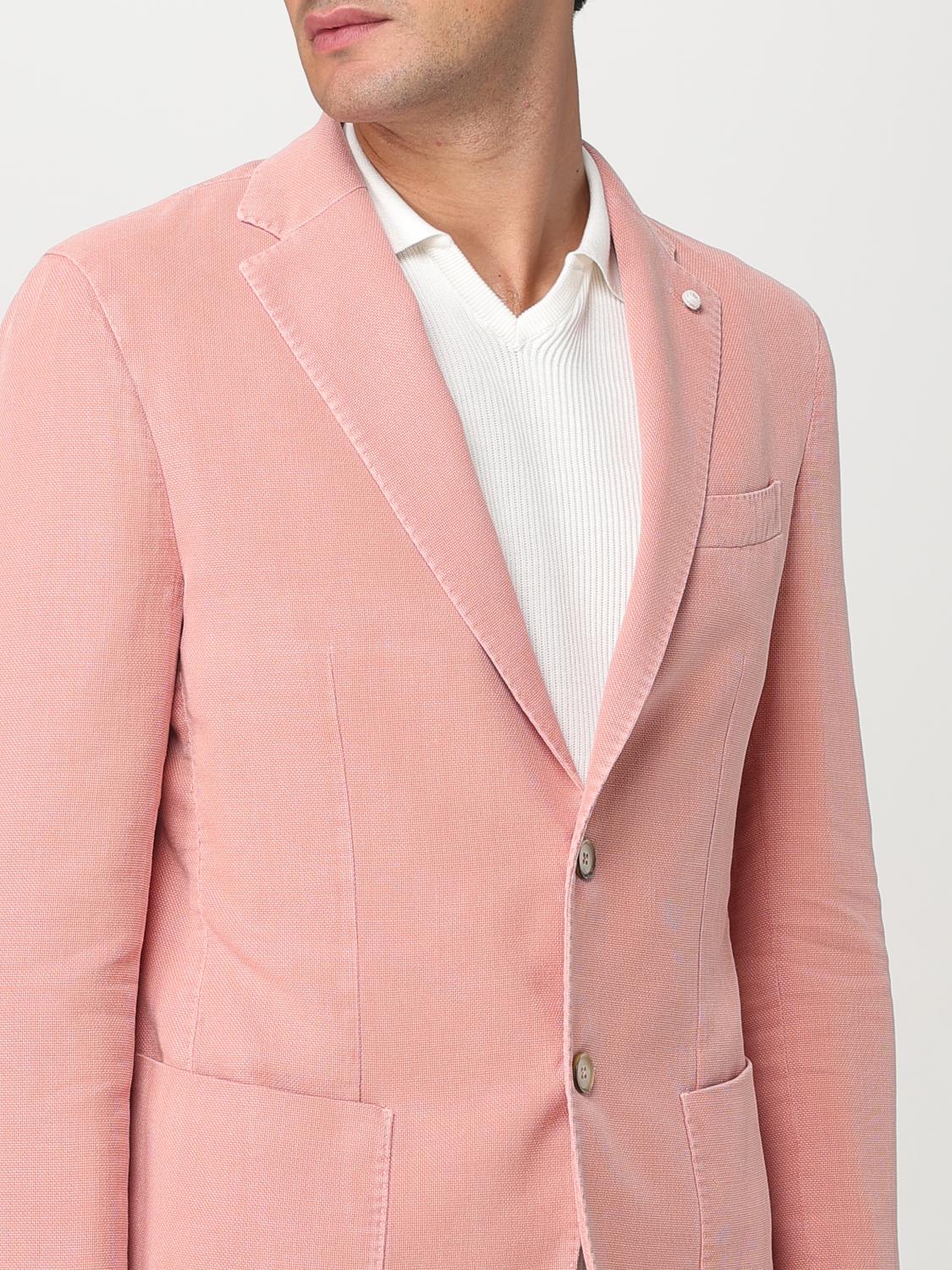 LUIGI BIANCHI GIACCA: Blazer Luigi Bianchi in misto lino e cotone , Rosa - Img 4