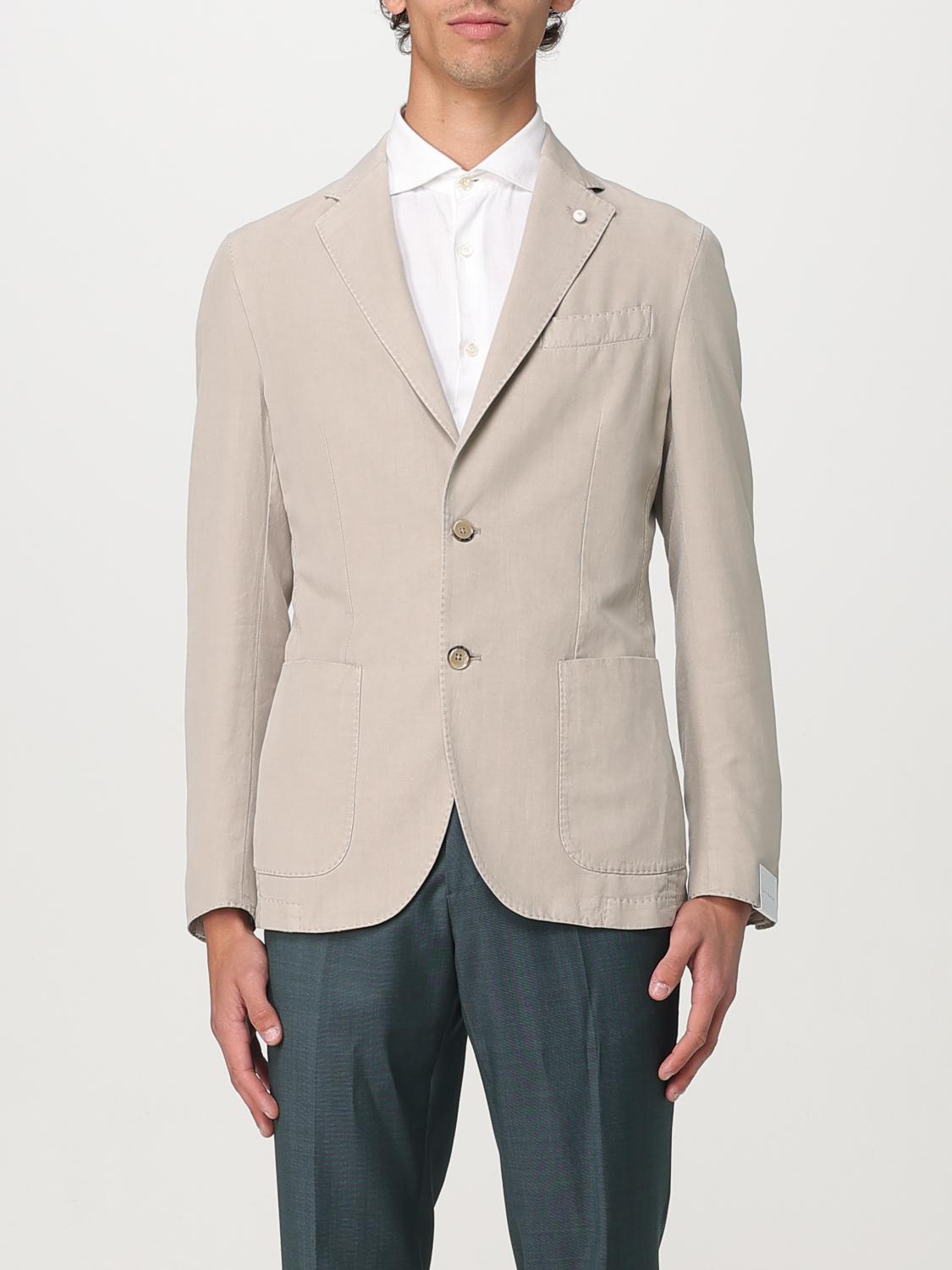 LUIGI BIANCHI GIACCA: Blazer Luigi Bianchi in misto lino e cotone , Beige - Img 1