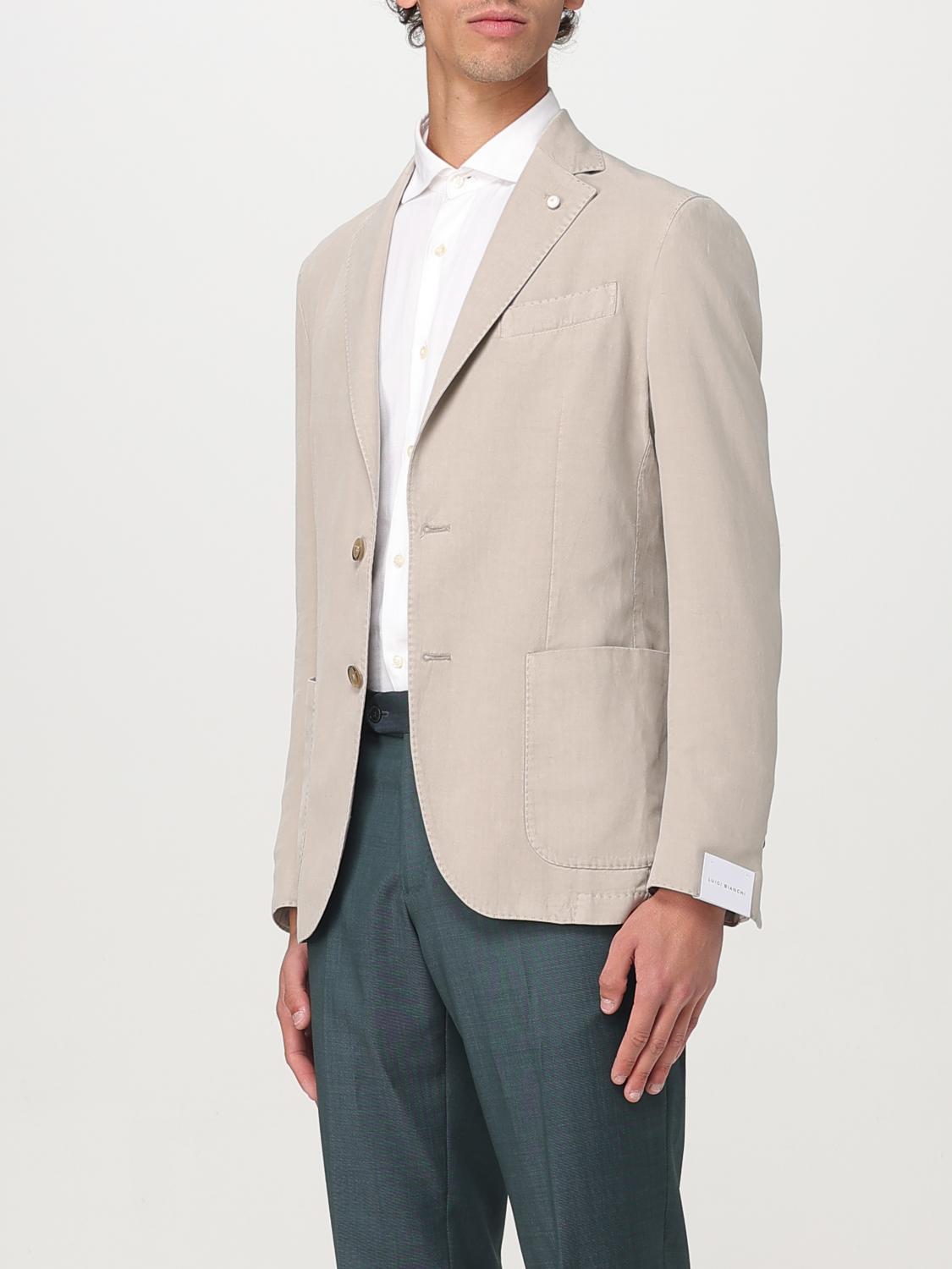 LUIGI BIANCHI GIACCA: Blazer Luigi Bianchi in misto lino e cotone , Beige - Img 3