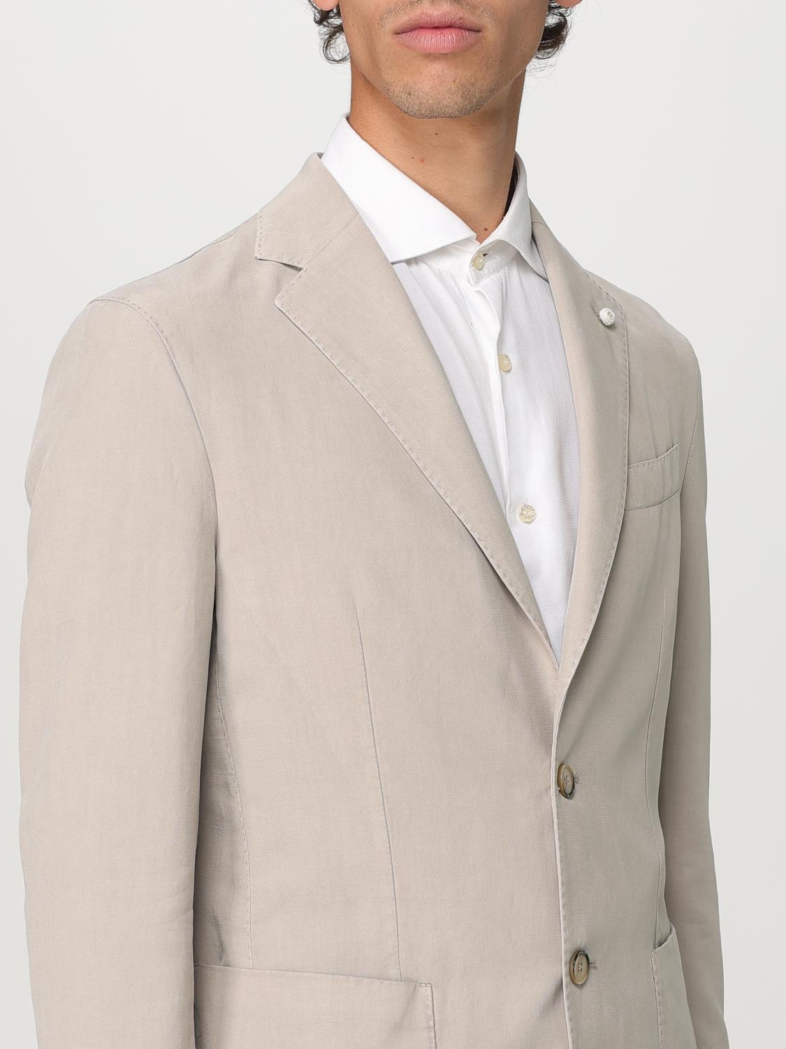 LUIGI BIANCHI GIACCA: Blazer Luigi Bianchi in misto lino e cotone , Beige - Img 4
