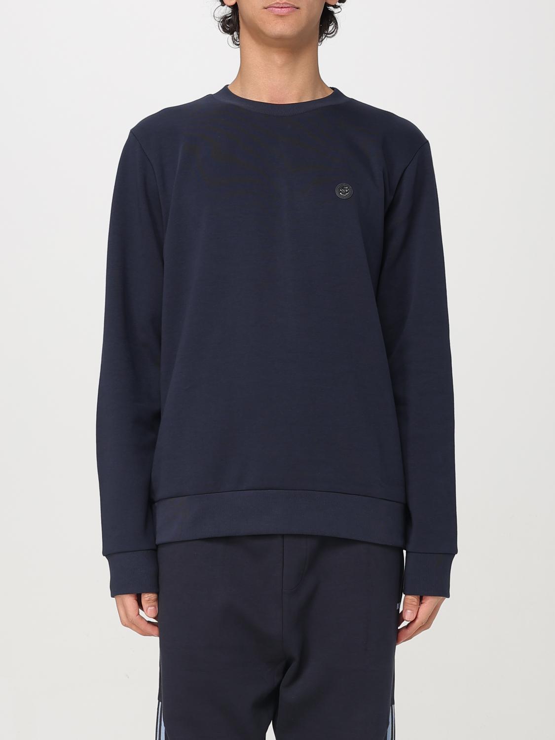 HUGO FELPA: Felpa a girocollo basic con mini logo Hugo, Blue - Img 1