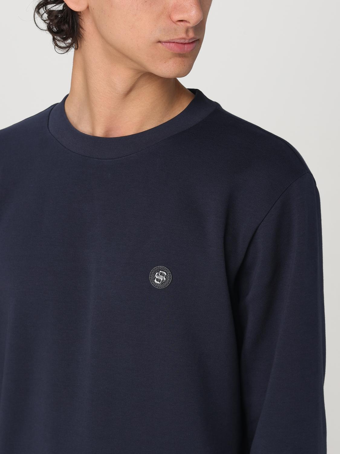 HUGO FELPA: Felpa a girocollo basic con mini logo Hugo, Blue - Img 3