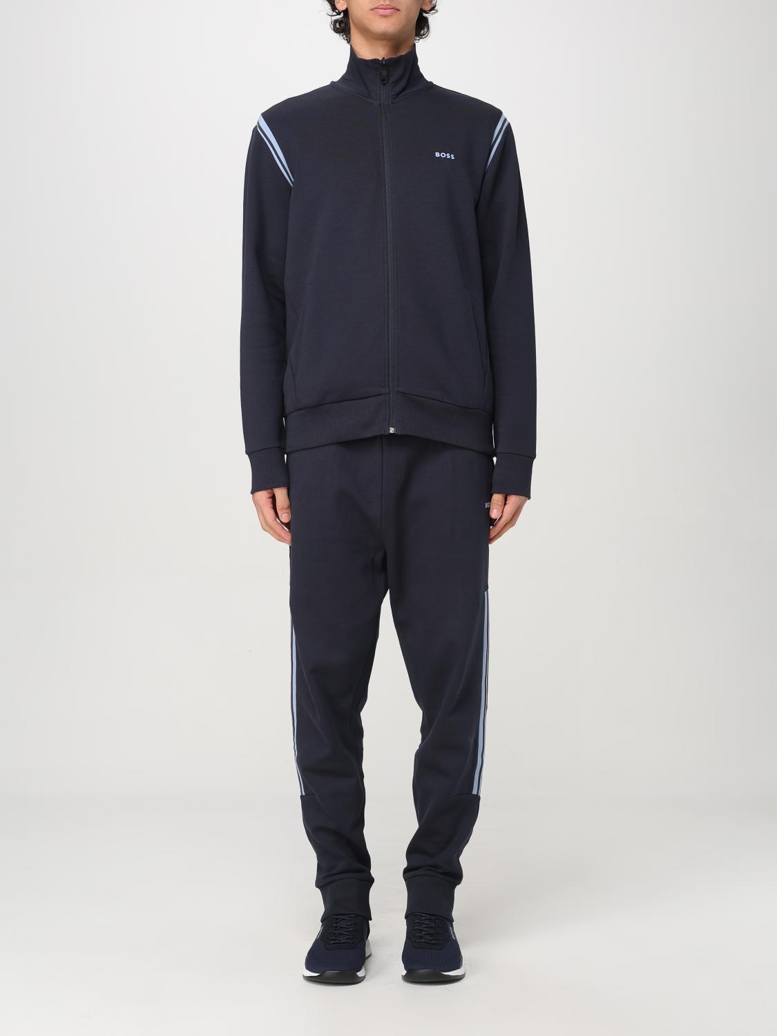 BOSS FORMAL CLOTHES: Boss stretch cotton hoodie + sweatpants set, Blue - Img 1