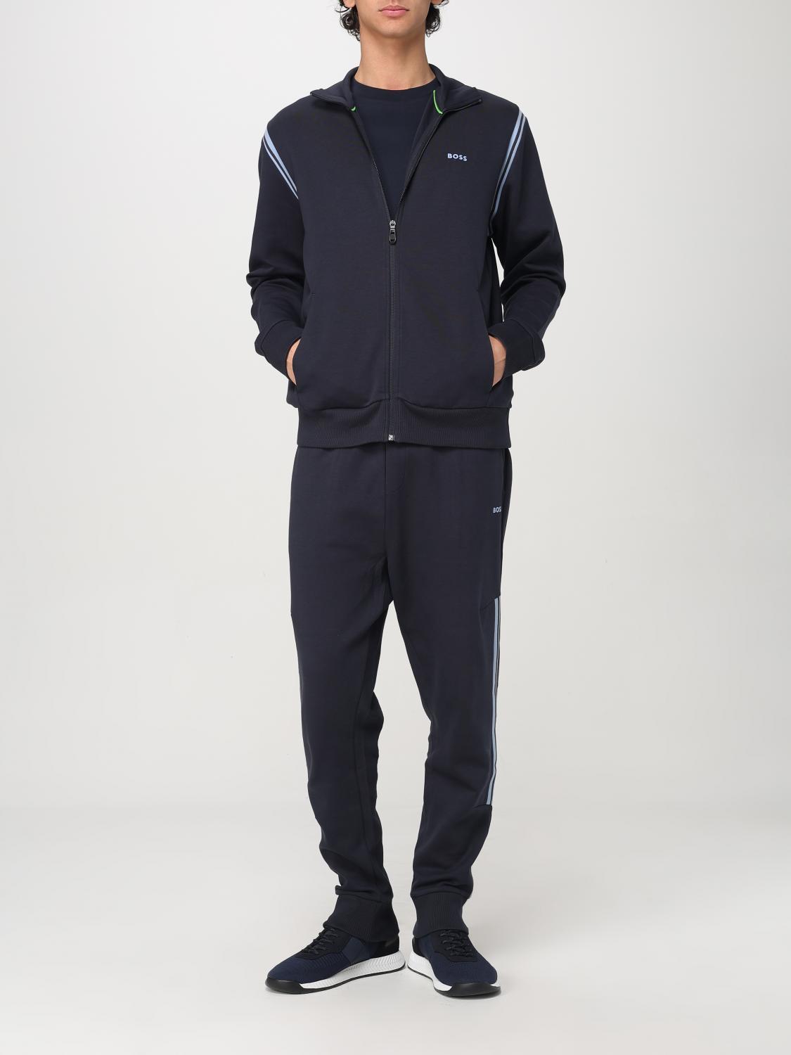 BOSS FORMAL CLOTHES: Boss stretch cotton hoodie + sweatpants set, Blue - Img 2