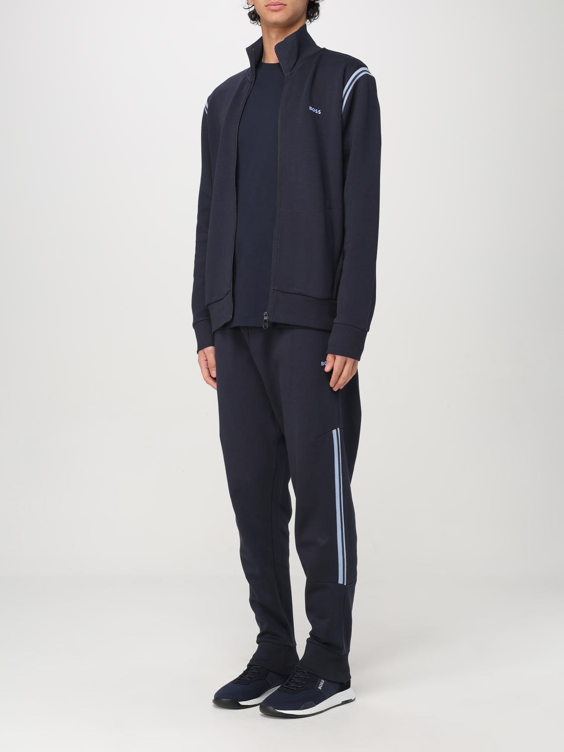 BOSS FORMAL CLOTHES: Boss stretch cotton hoodie + sweatpants set, Blue - Img 4