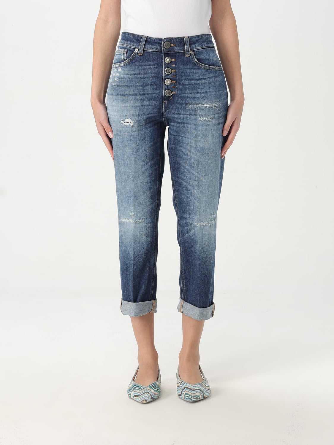DONDUP JEANS: Jeans cropped Dondup in denim , Blue - Img 1