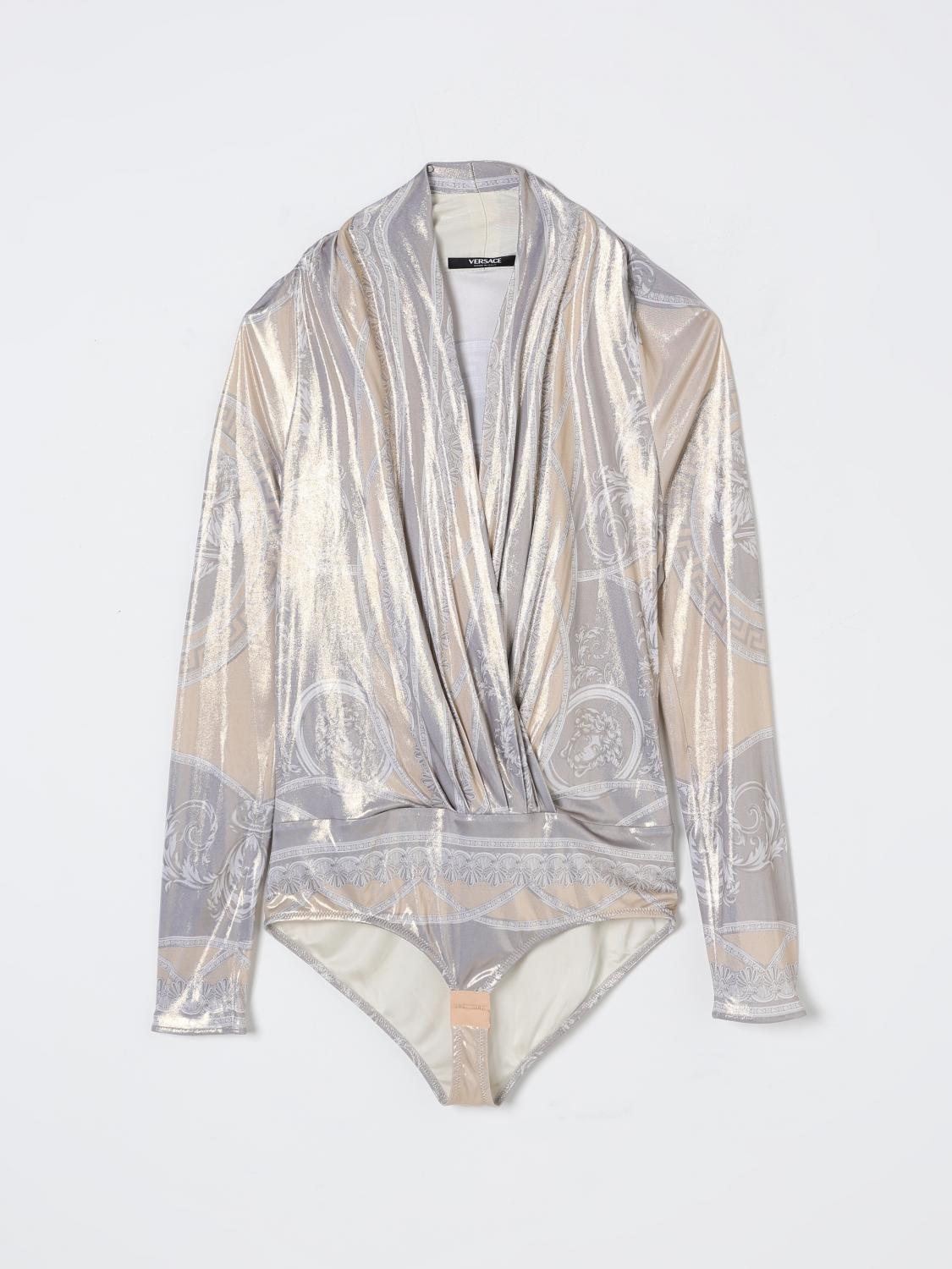 VERSACE TOP: Body Versace in viscosa stampata , Grigio - Img 2