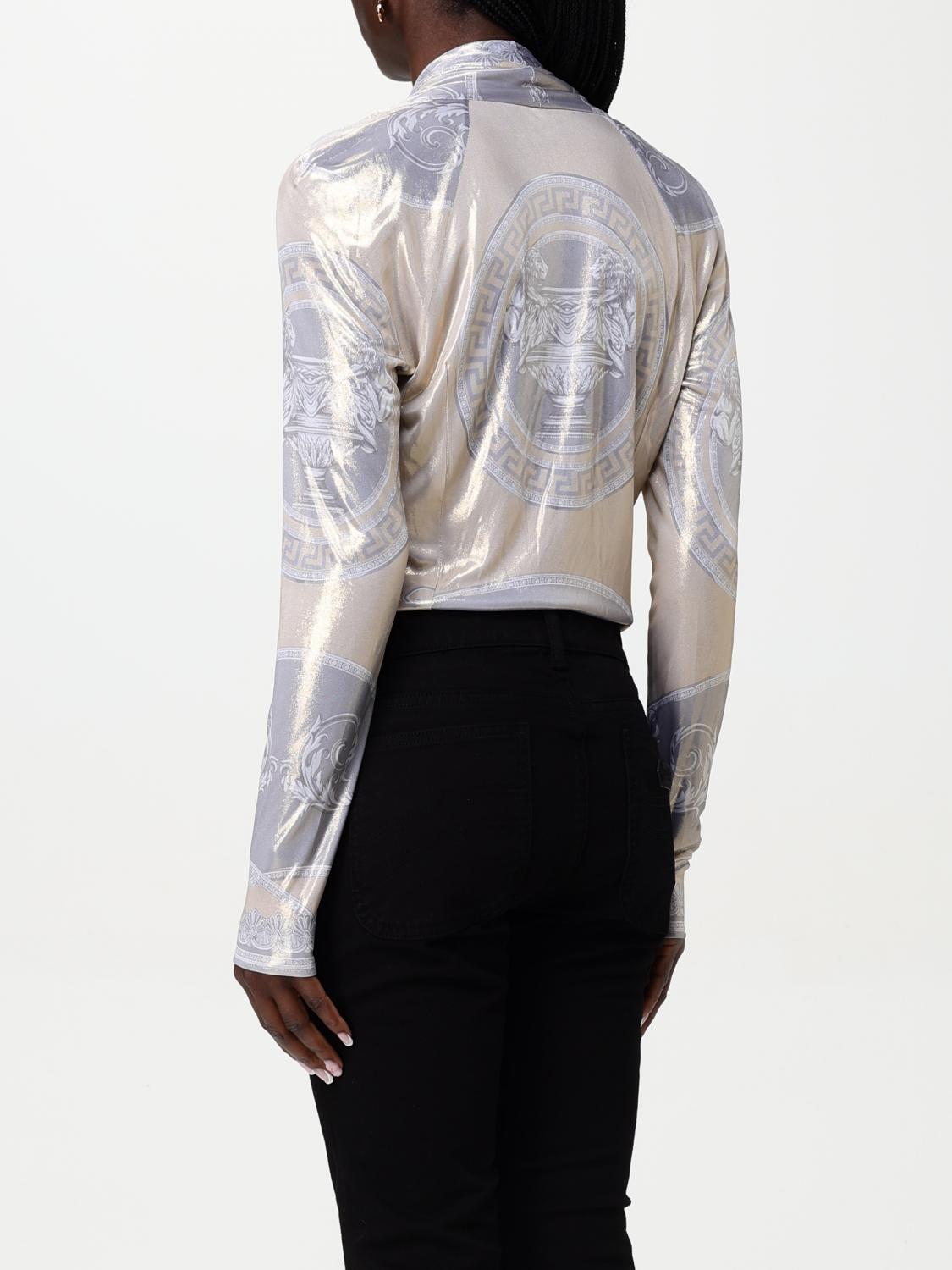 VERSACE TOP: Body Versace in viscosa stampata , Grigio - Img 3
