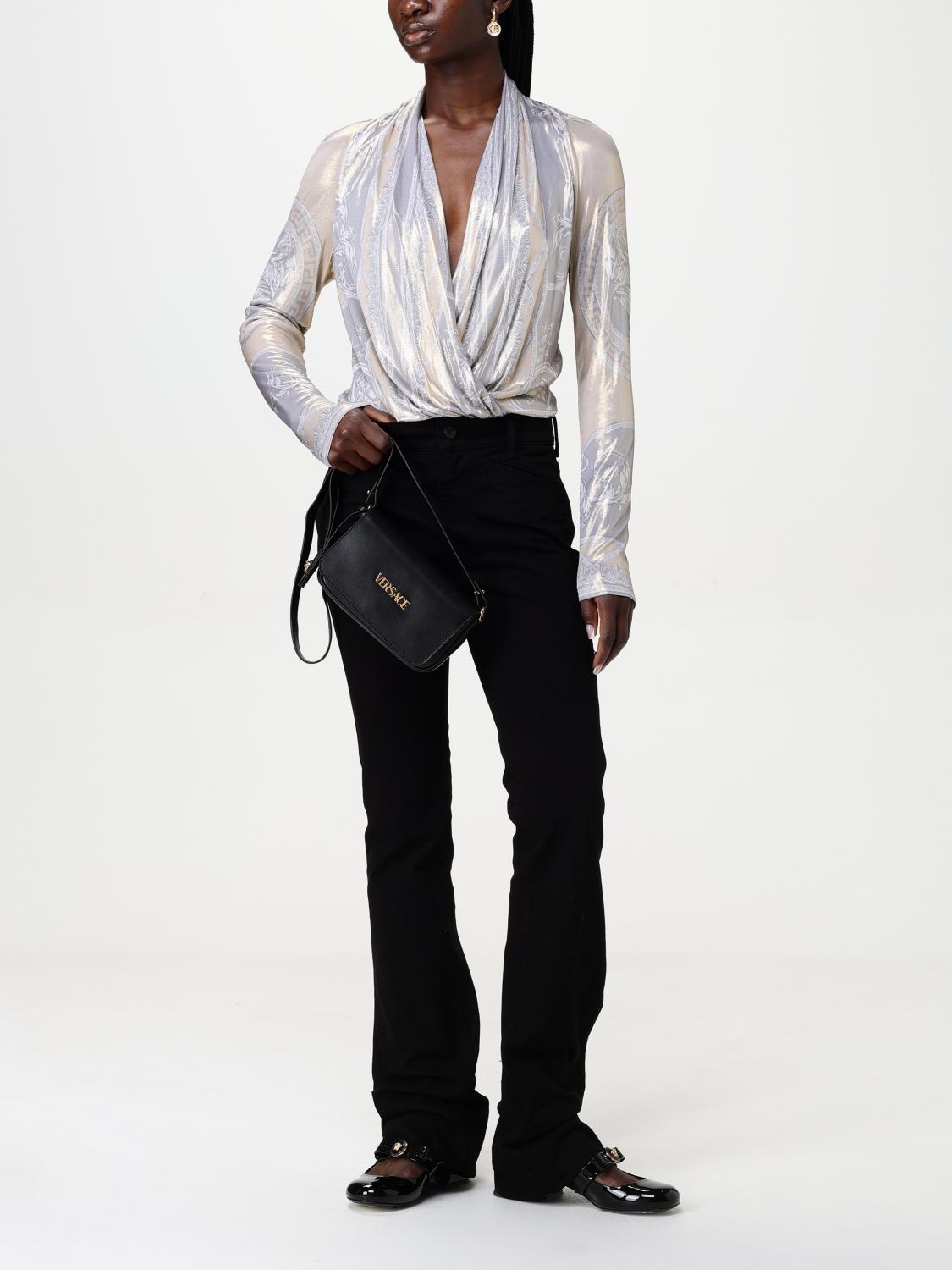 VERSACE TOP: Body Versace in viscosa stampata , Grigio - Img 6