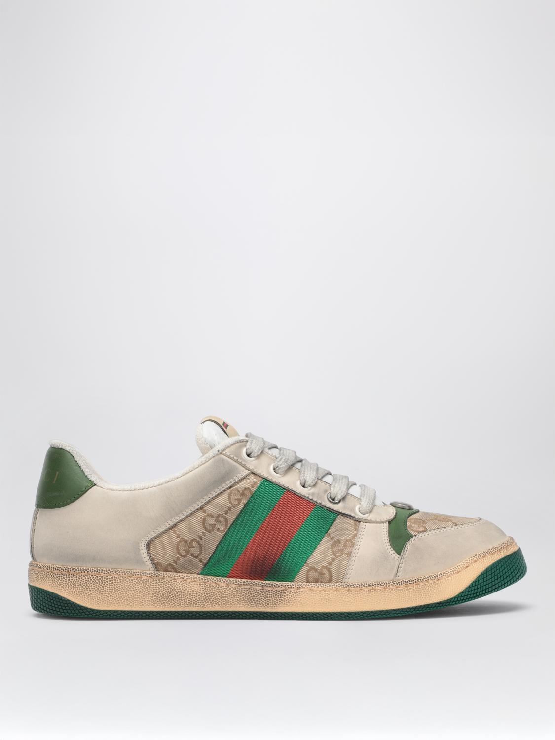 GUCCI SNEAKERS: Sneakers Screener GG Gucci in pelle e canvas used , Bianco - Img 1