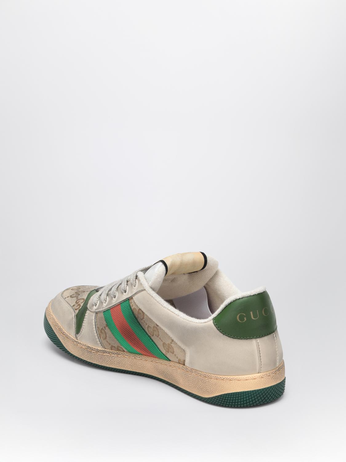 GUCCI SNEAKERS: Sneakers Screener GG Gucci in pelle e canvas used , Bianco - Img 3