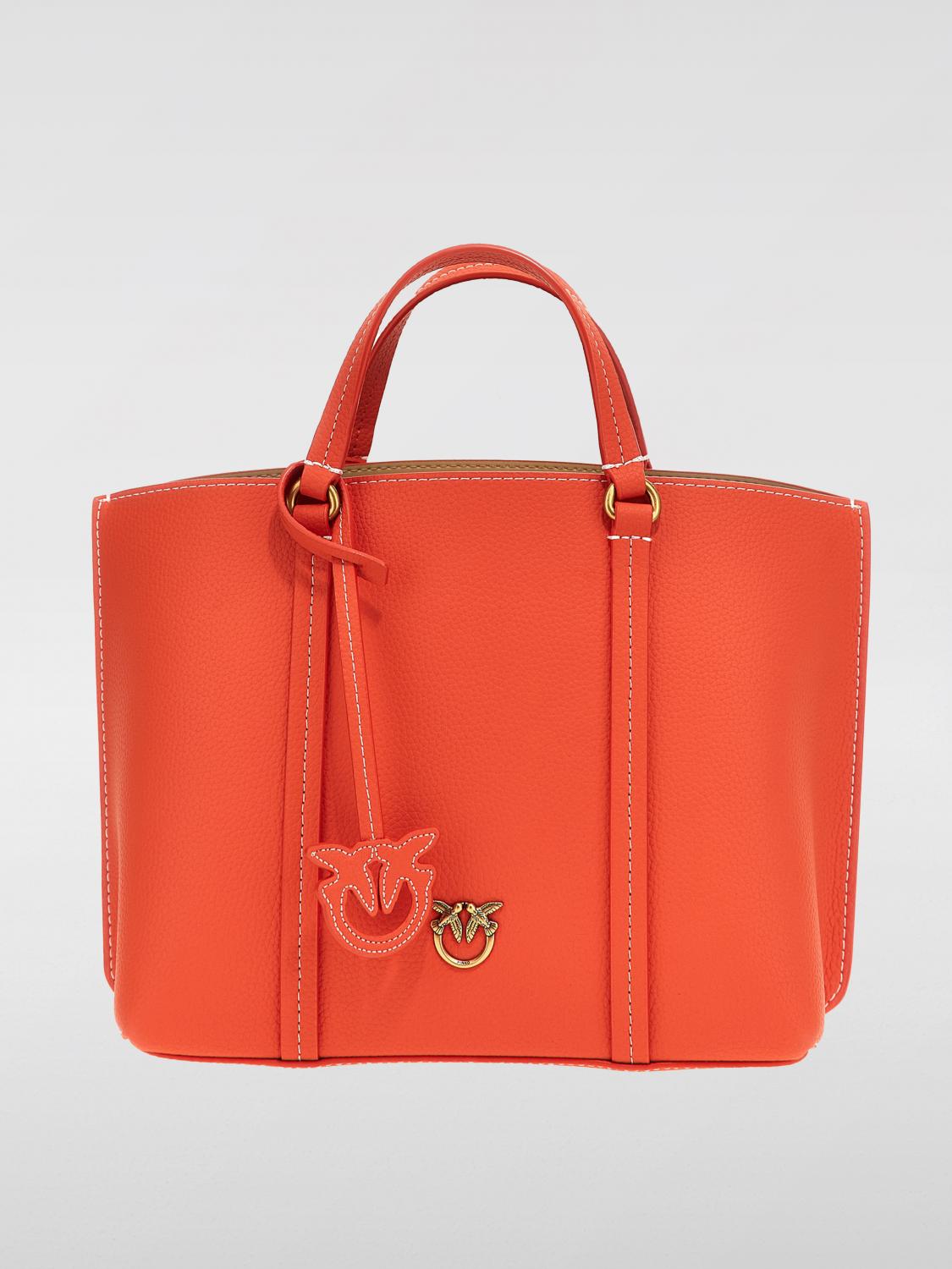 PINKO BORSA A MANO: Borsa Carrie Pinko in pelle a grana , Arancione - Img 1