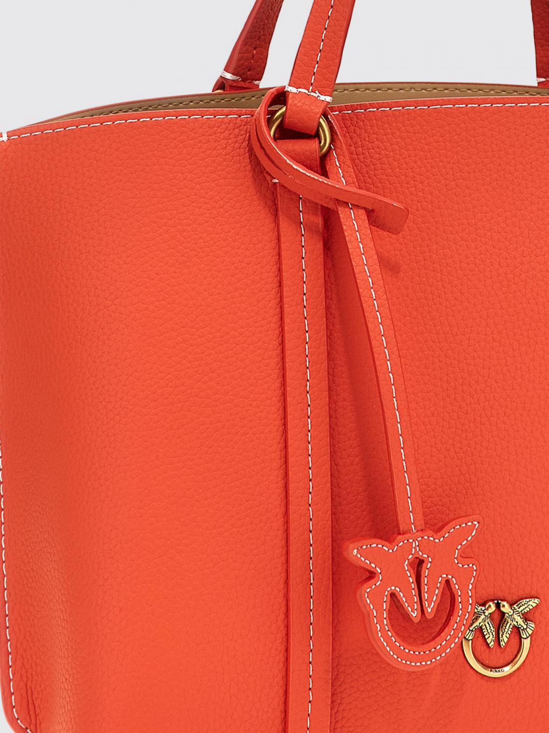 PINKO BORSA A MANO: Borsa Carrie Pinko in pelle a grana , Arancione - Img 3