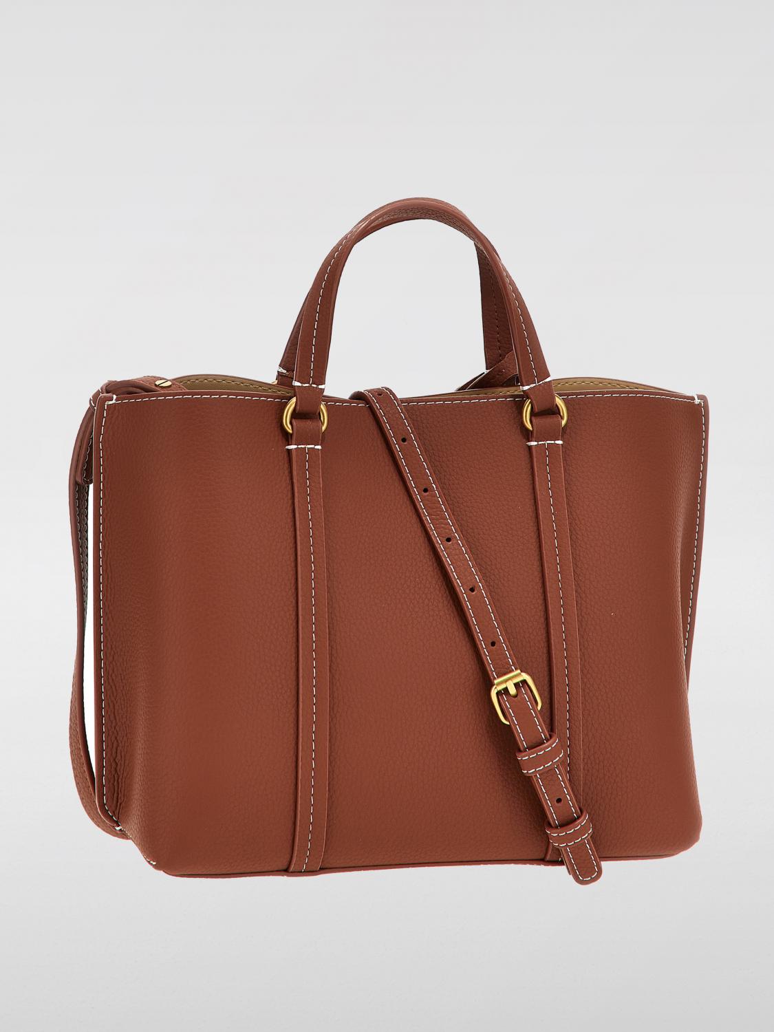 PINKO BORSA A MANO: Borsa Carrie Pinko in pelle a grana , Marrone - Img 2