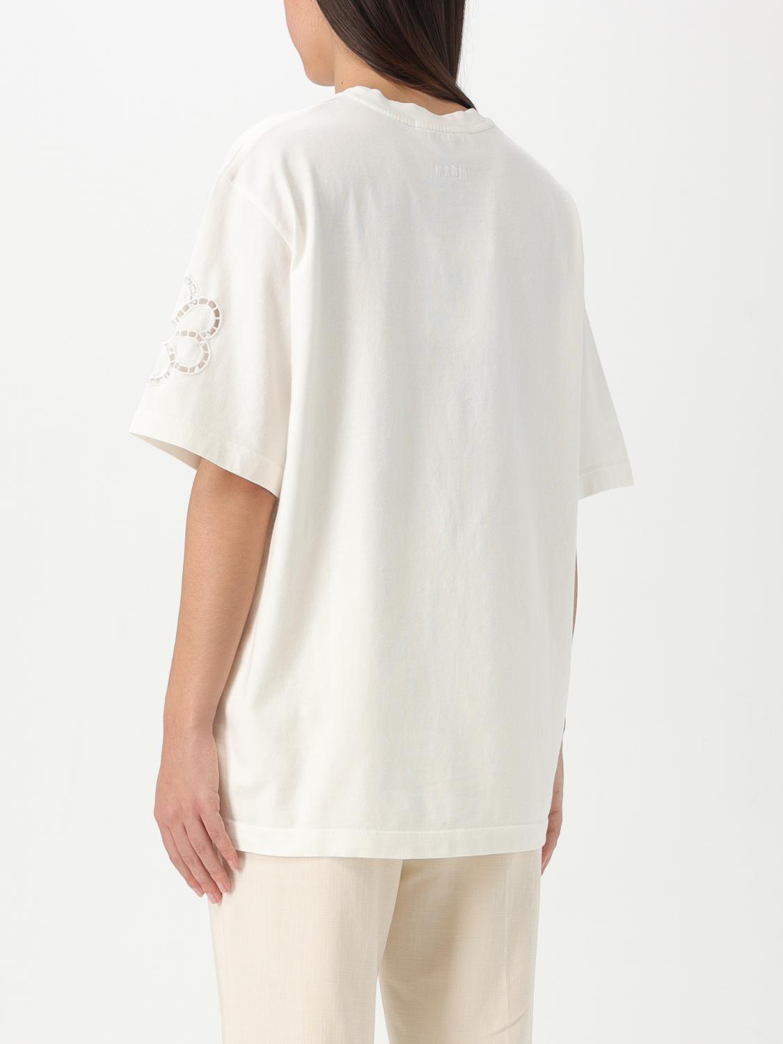MSGM T-SHIRTS: T-shirt in cotone con fiori traforati MSGM, Avorio - Img 2