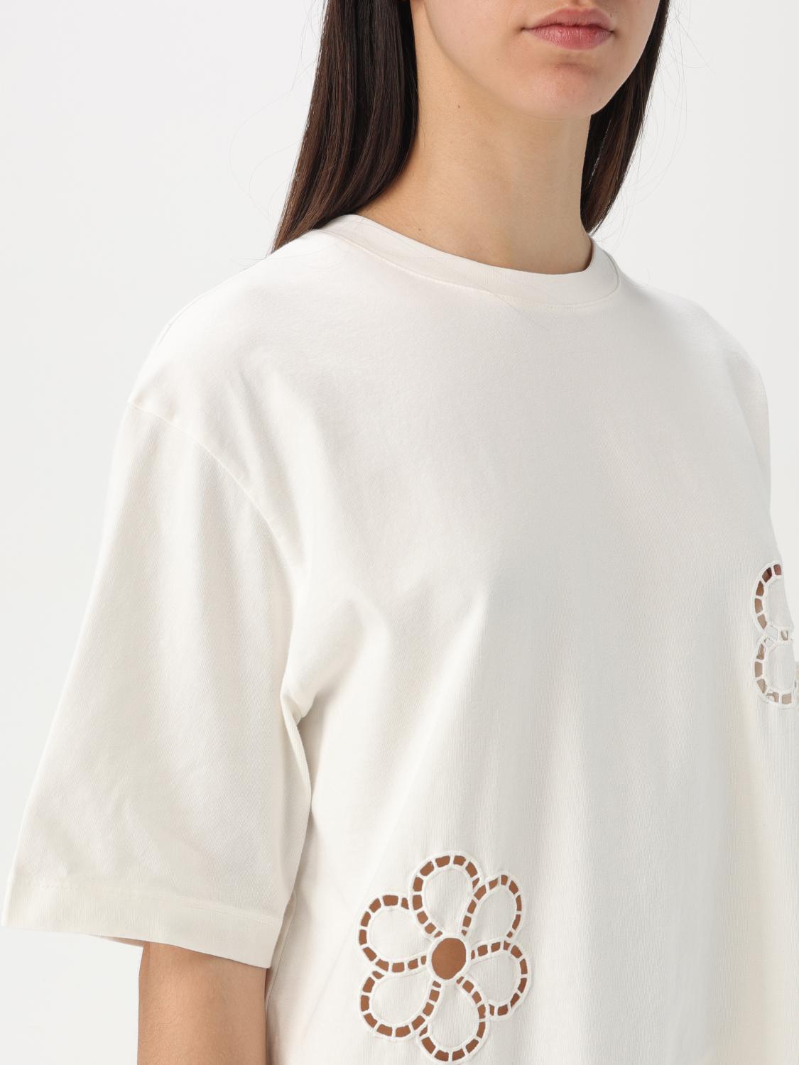 MSGM T-SHIRTS: T-shirt in cotone con fiori traforati MSGM, Avorio - Img 3