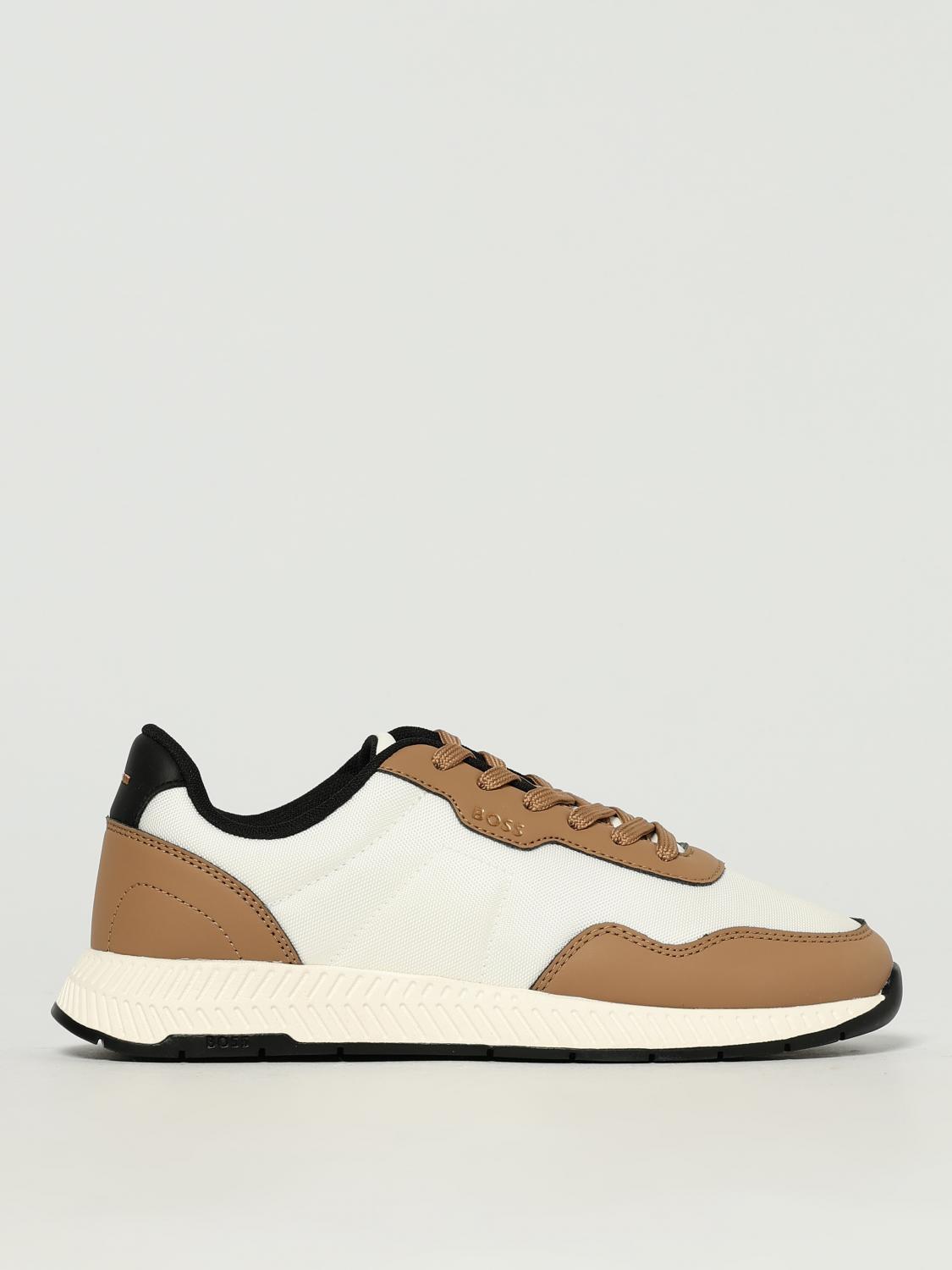 BOSS SNEAKERS: Sneakers Titanium Boss in pelle sintetica e mesh , Bianco - Img 1
