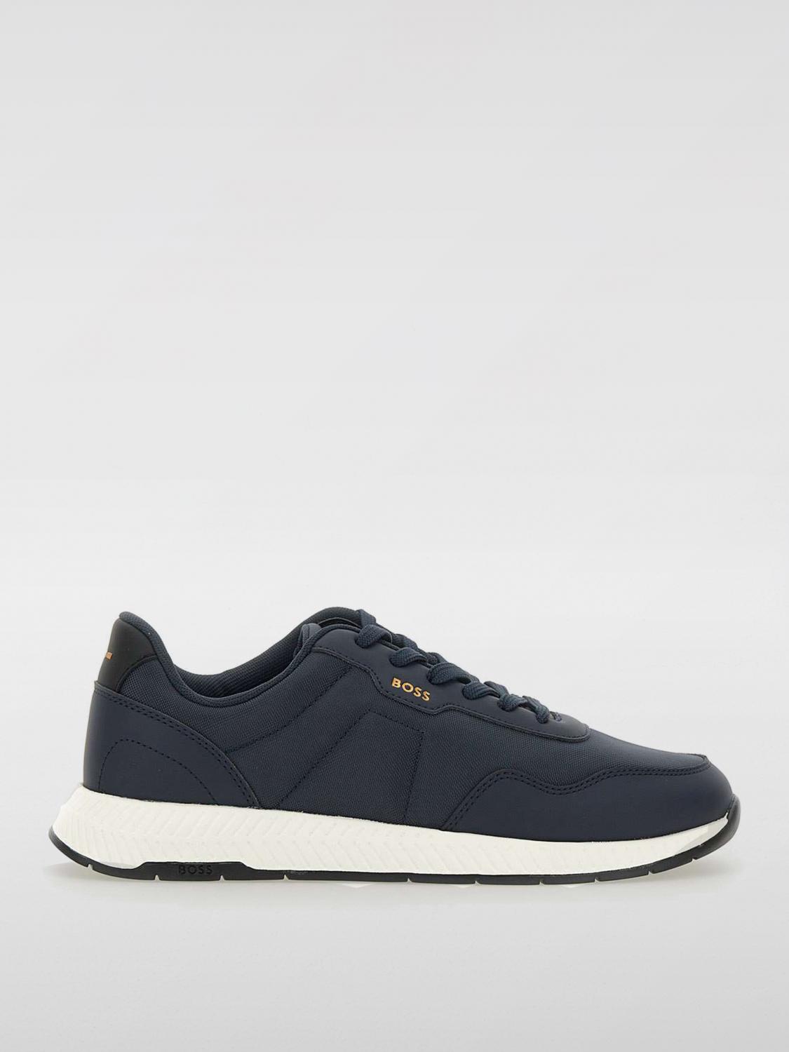 BOSS BASKETS: Baskets Titanium Boss en cuir synthétique et mesh, Bleu - Img 1