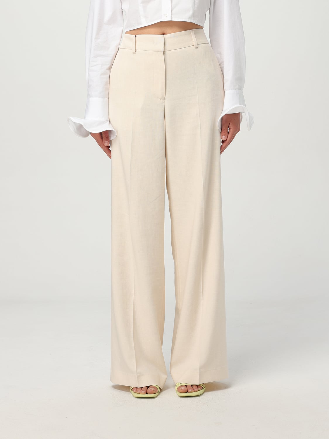 MSGM PANTALONI: Pantalone MSGM in misto viscosa , Bianco - Img 1