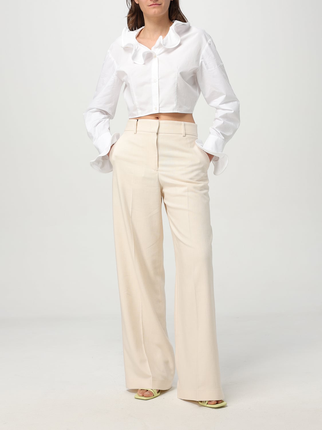 MSGM PANTALONI: Pantalone MSGM in misto viscosa , Bianco - Img 2