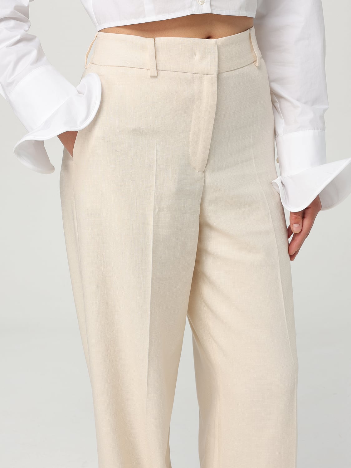 MSGM PANTALONI: Pantalone MSGM in misto viscosa , Bianco - Img 4