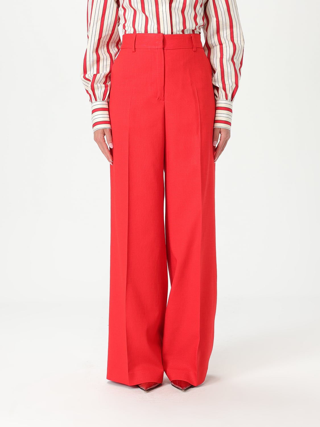 MSGM PANTALONI: Pantalone MSGM in misto viscosa , Rosso - Img 1
