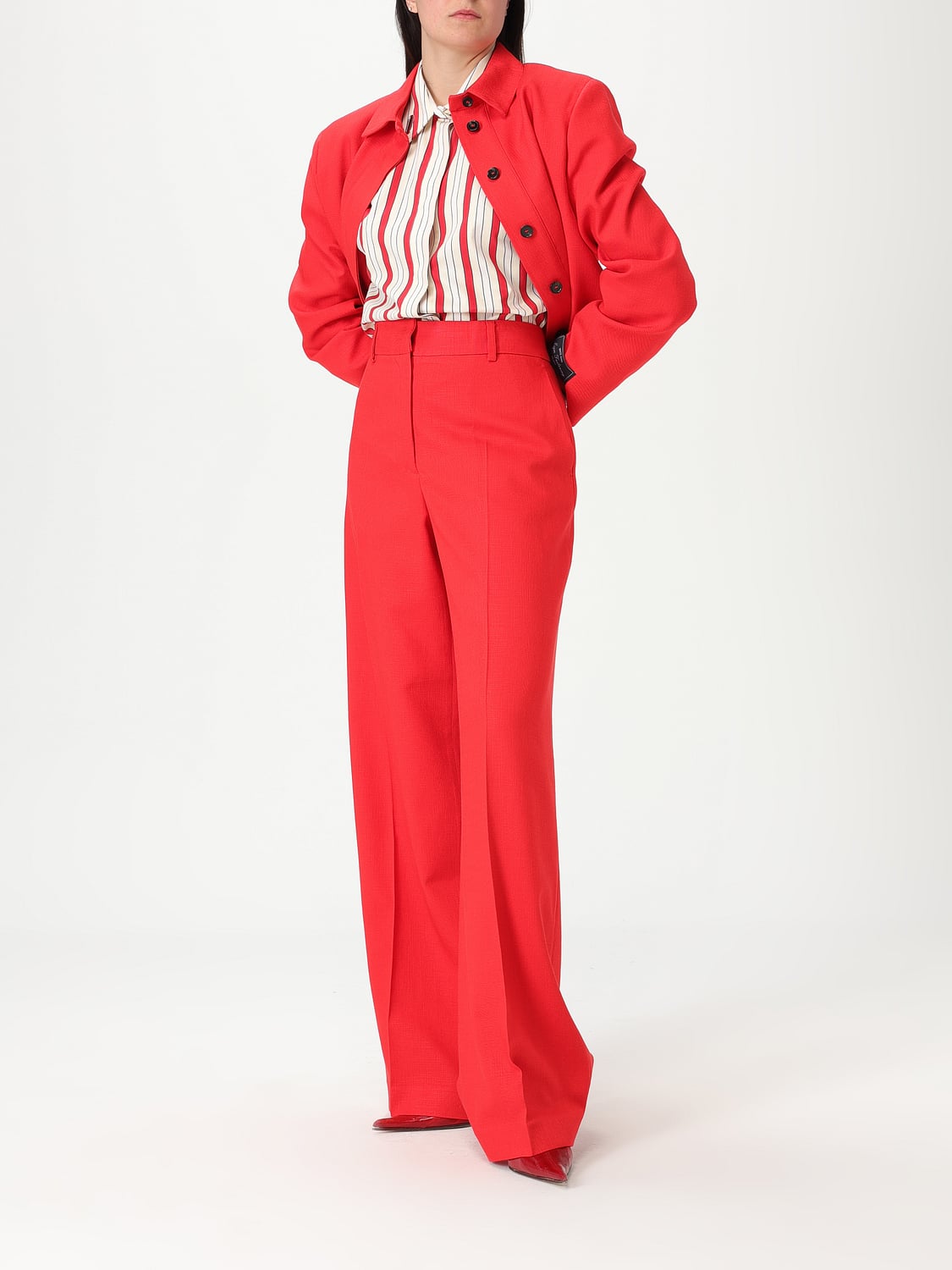 MSGM PANTALONI: Pantalone MSGM in misto viscosa , Rosso - Img 2
