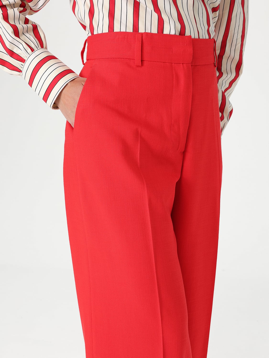 MSGM PANTALONI: Pantalone MSGM in misto viscosa , Rosso - Img 4