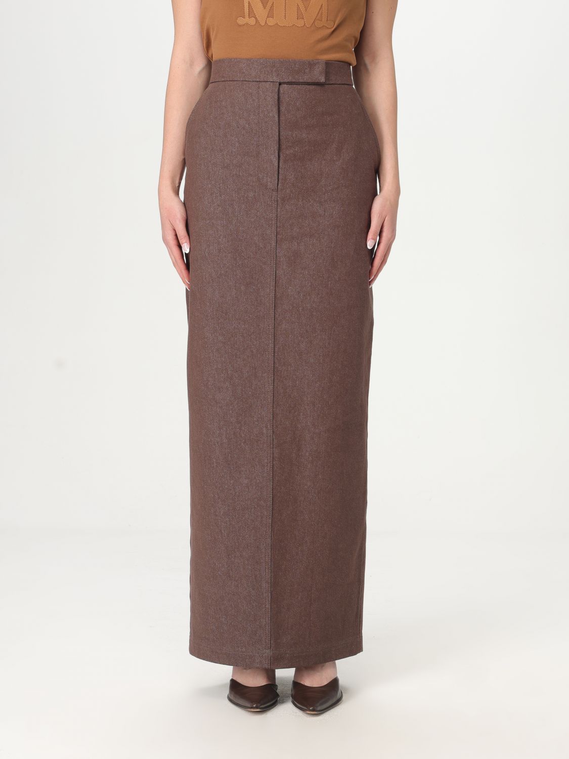 MAX MARA GONNA: Gonna Max Mara in cotone , Marrone - Img 1