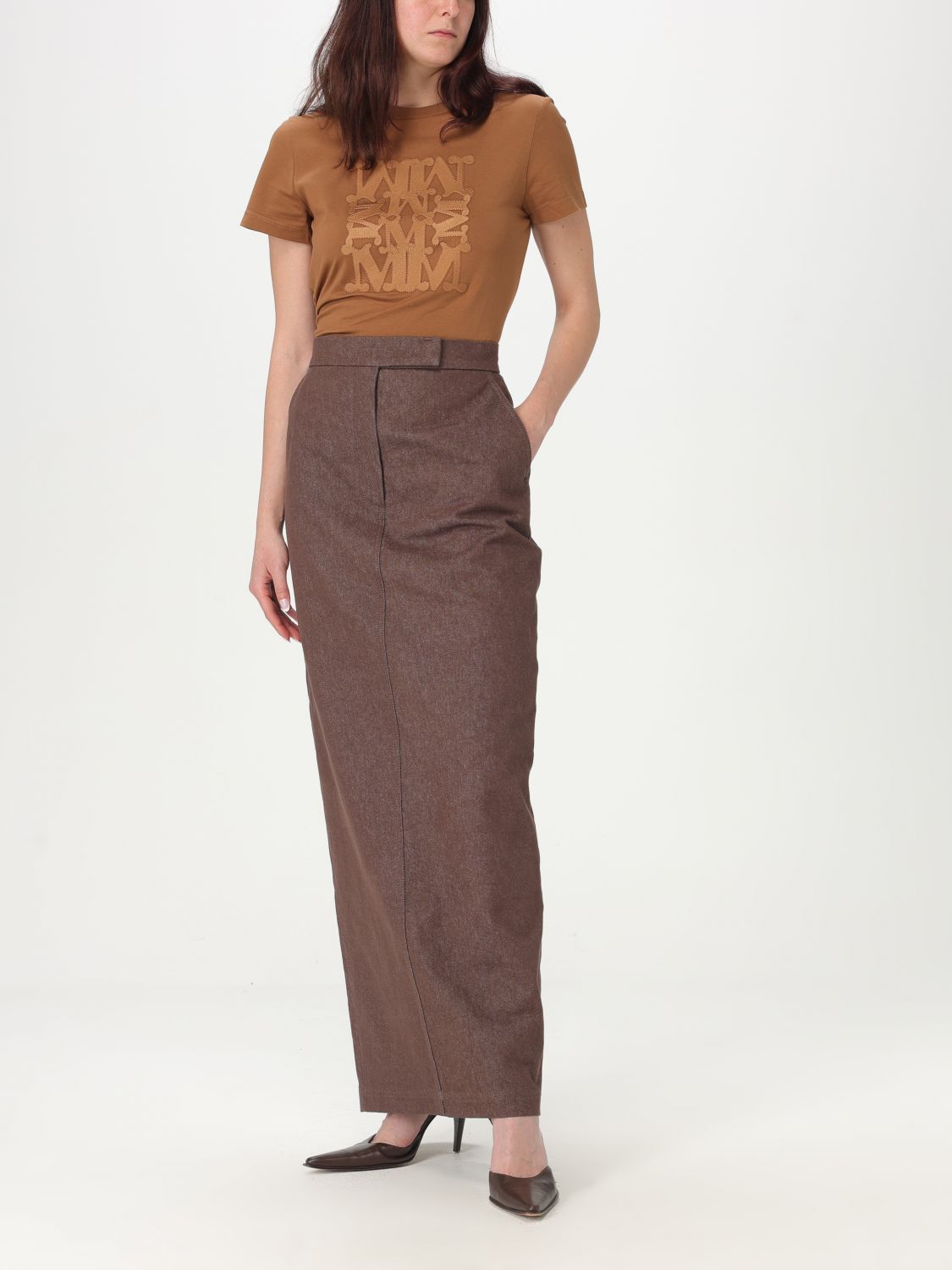 MAX MARA GONNA: Gonna Max Mara in cotone , Marrone - Img 2