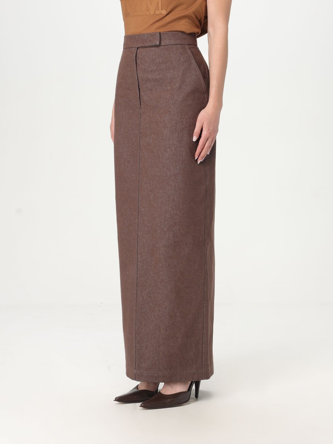 MAX MARA GONNA: Gonna Max Mara in cotone , Marrone - Img 4