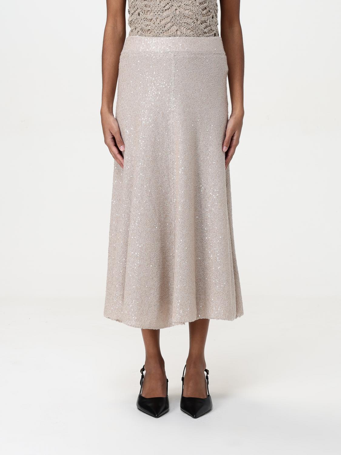 BRUNELLO CUCINELLI GONNA: Gonna Brunello Cucinelli in misto lino e cashmere , Beige - Img 1