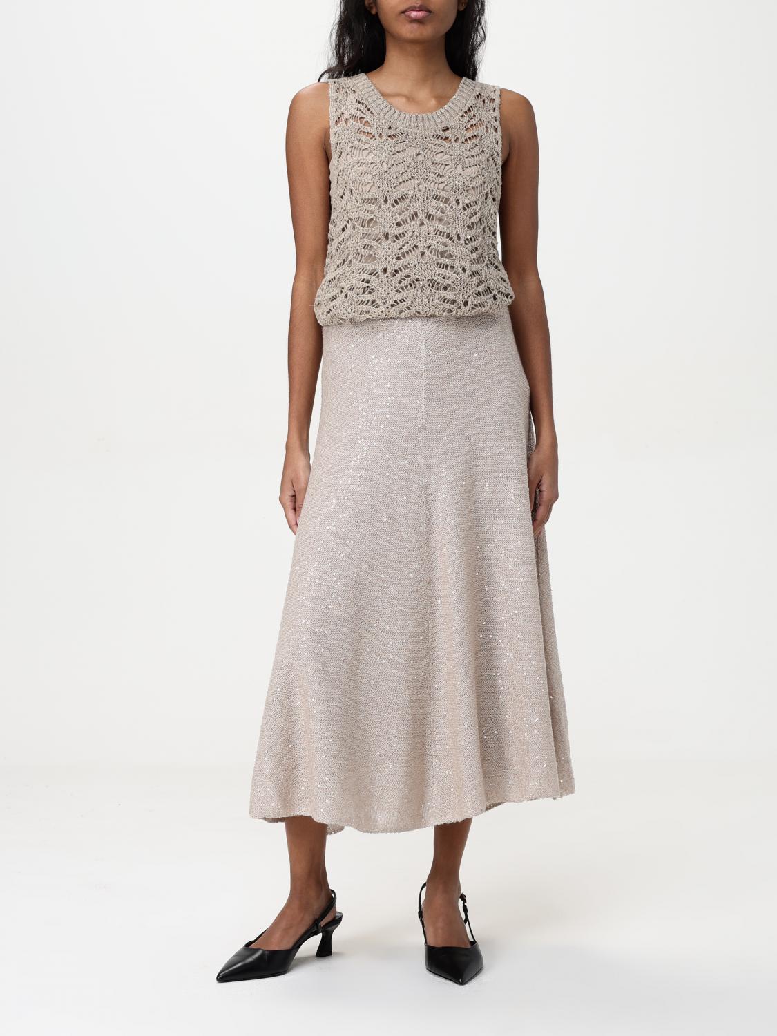 BRUNELLO CUCINELLI GONNA: Gonna Brunello Cucinelli in misto lino e cashmere , Beige - Img 2