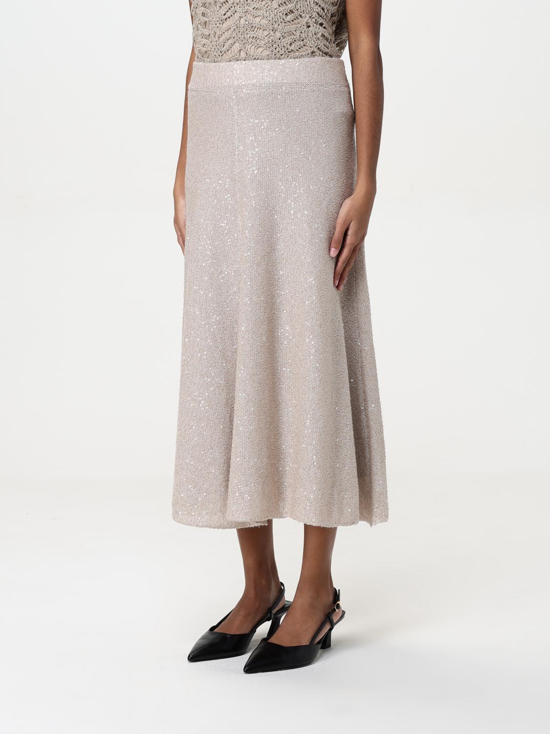 BRUNELLO CUCINELLI GONNA: Gonna Brunello Cucinelli in misto lino e cashmere , Beige - Img 4