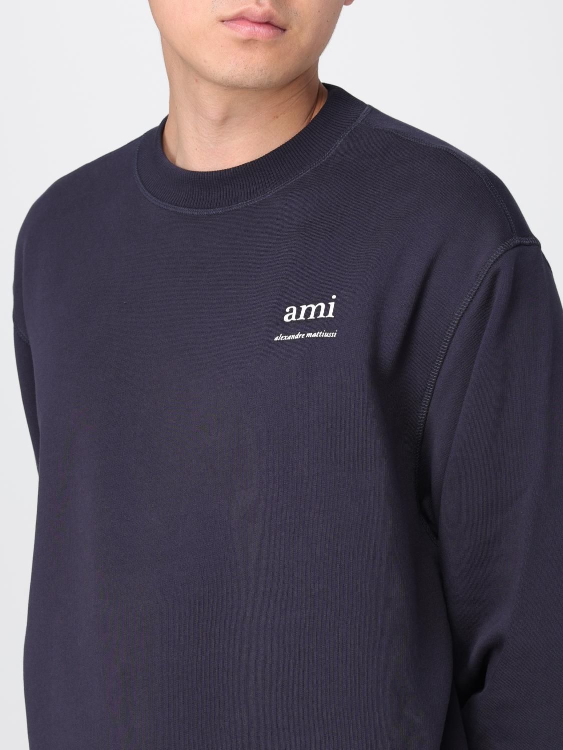 AMI PARIS FELPA: Felpa a girocollo con mini logo Ami Paris, Blue - Img 3