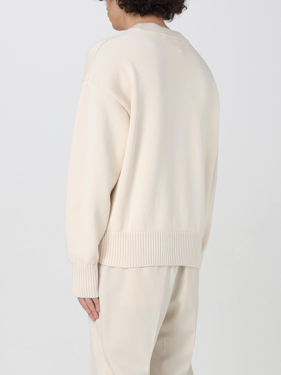 AMI PARIS MAGLIA: Maglia a girocollo con logo Ami Paris in misto lana, Beige - Img 3