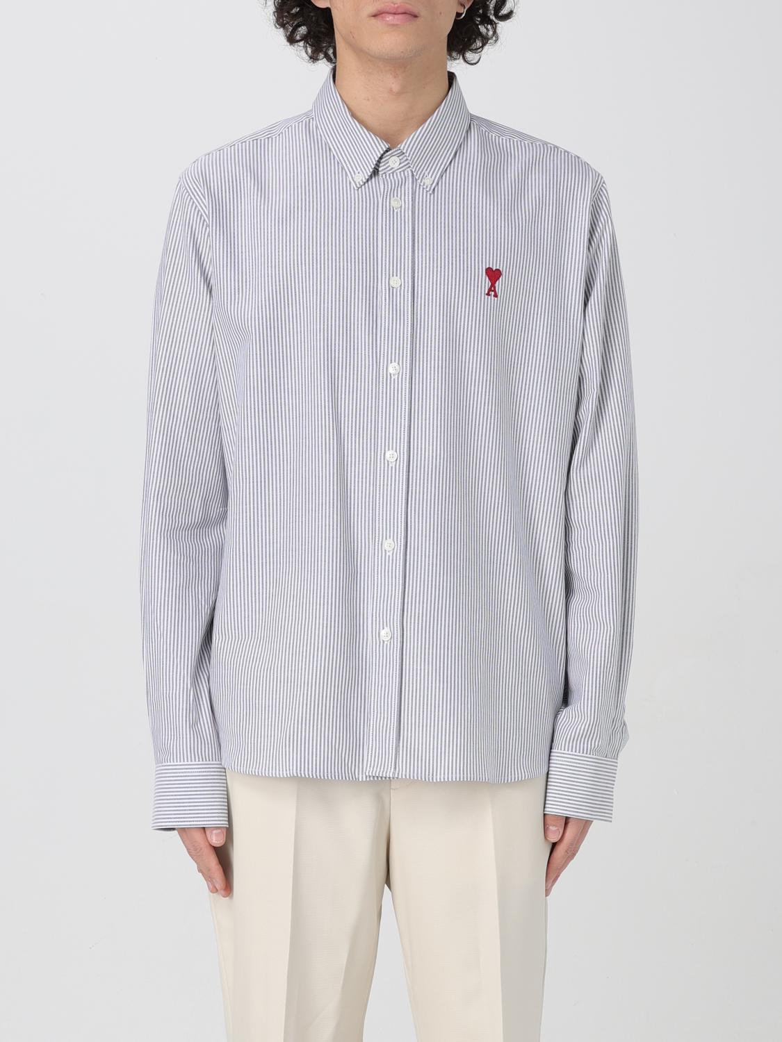 AMI PARIS SHIRT: Striped Cotton Shirt Ami Paris, Black - Img 1