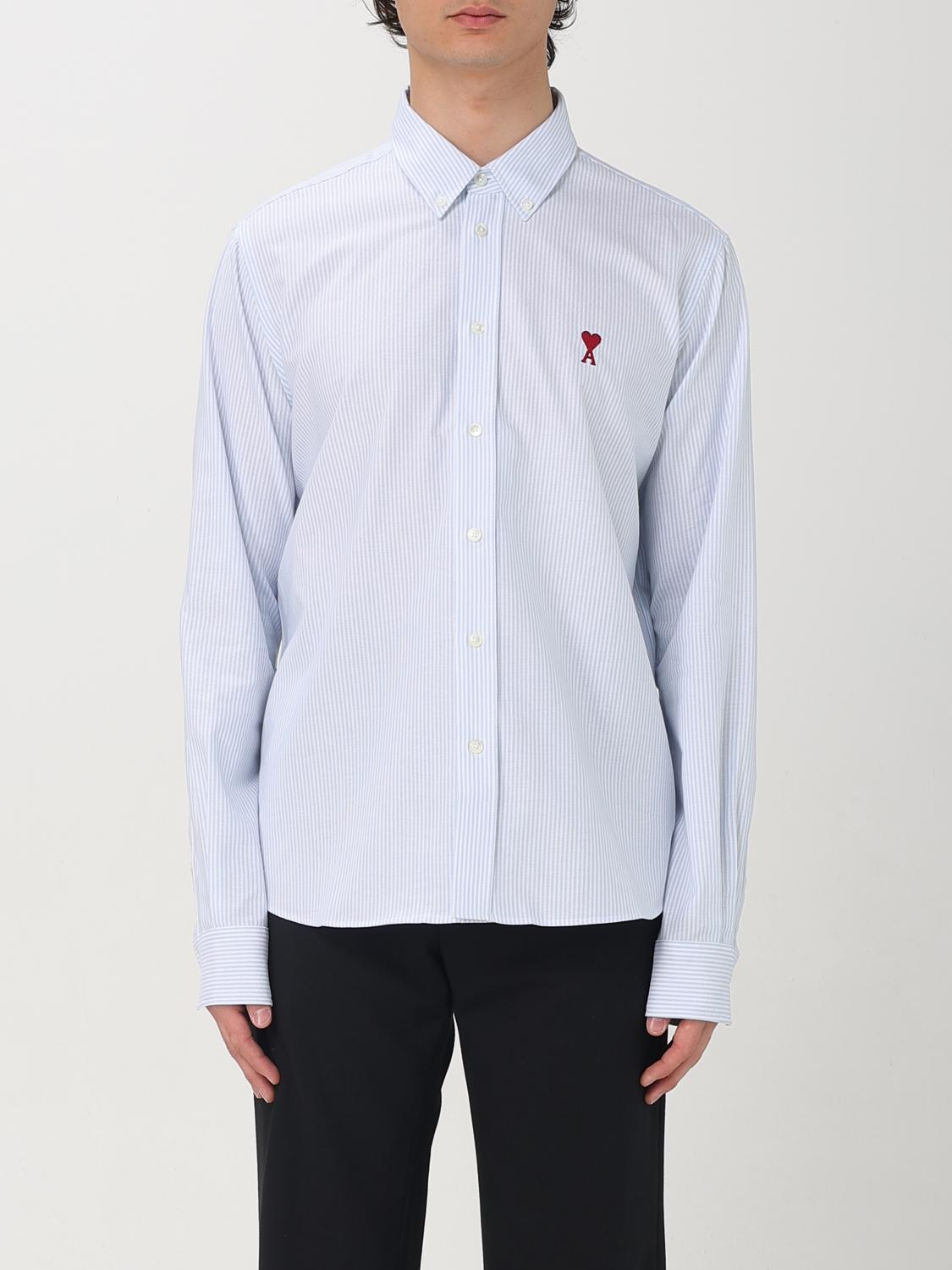 AMI PARIS CAMICIA: Camicia Ami Paris in cotone a righe , Blue - Img 1