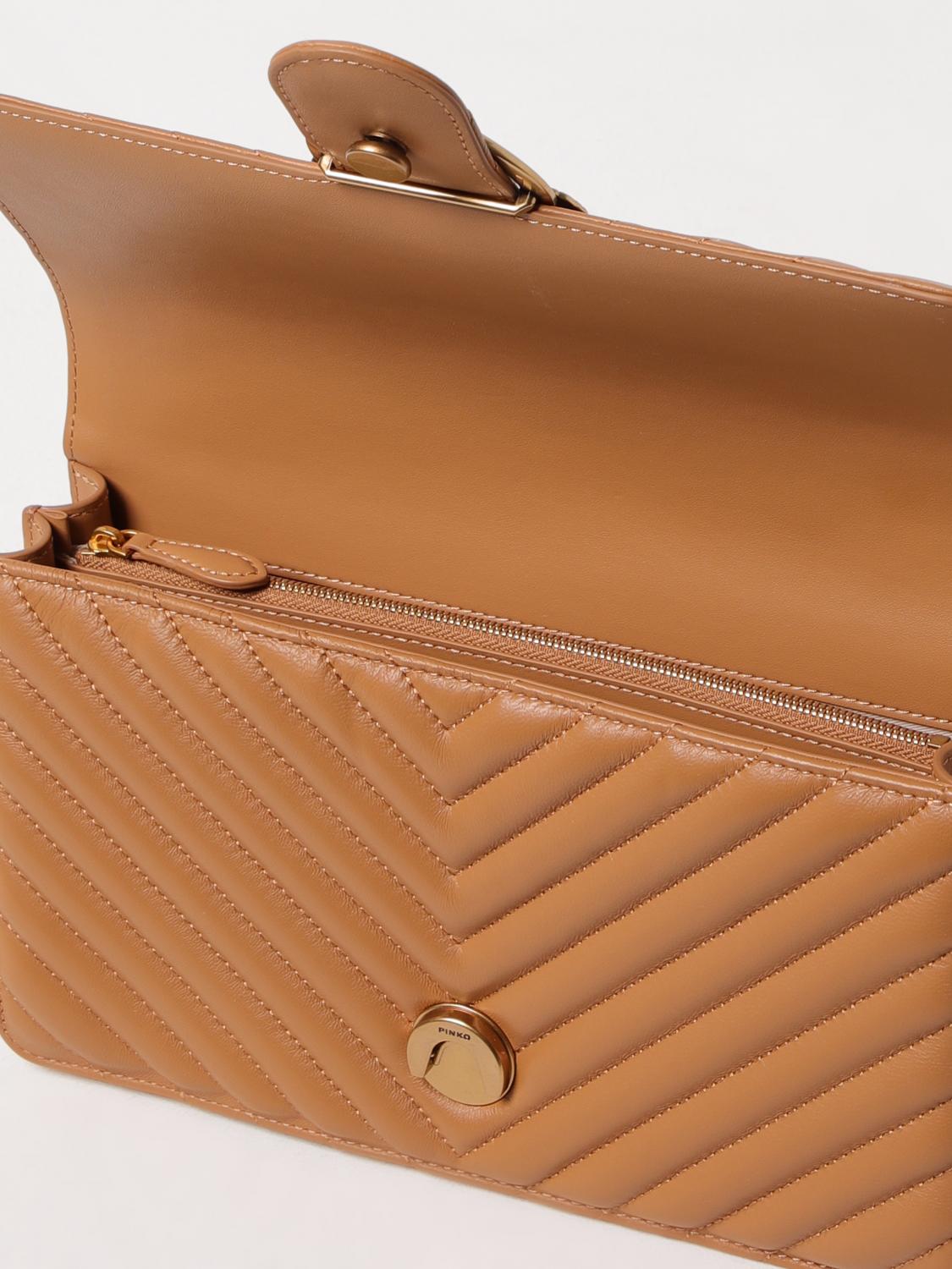 PINKO BORSA A SPALLA: Borsa Love Bag One Pinko in pelle trapuntata chevron , Marrone - Img 3