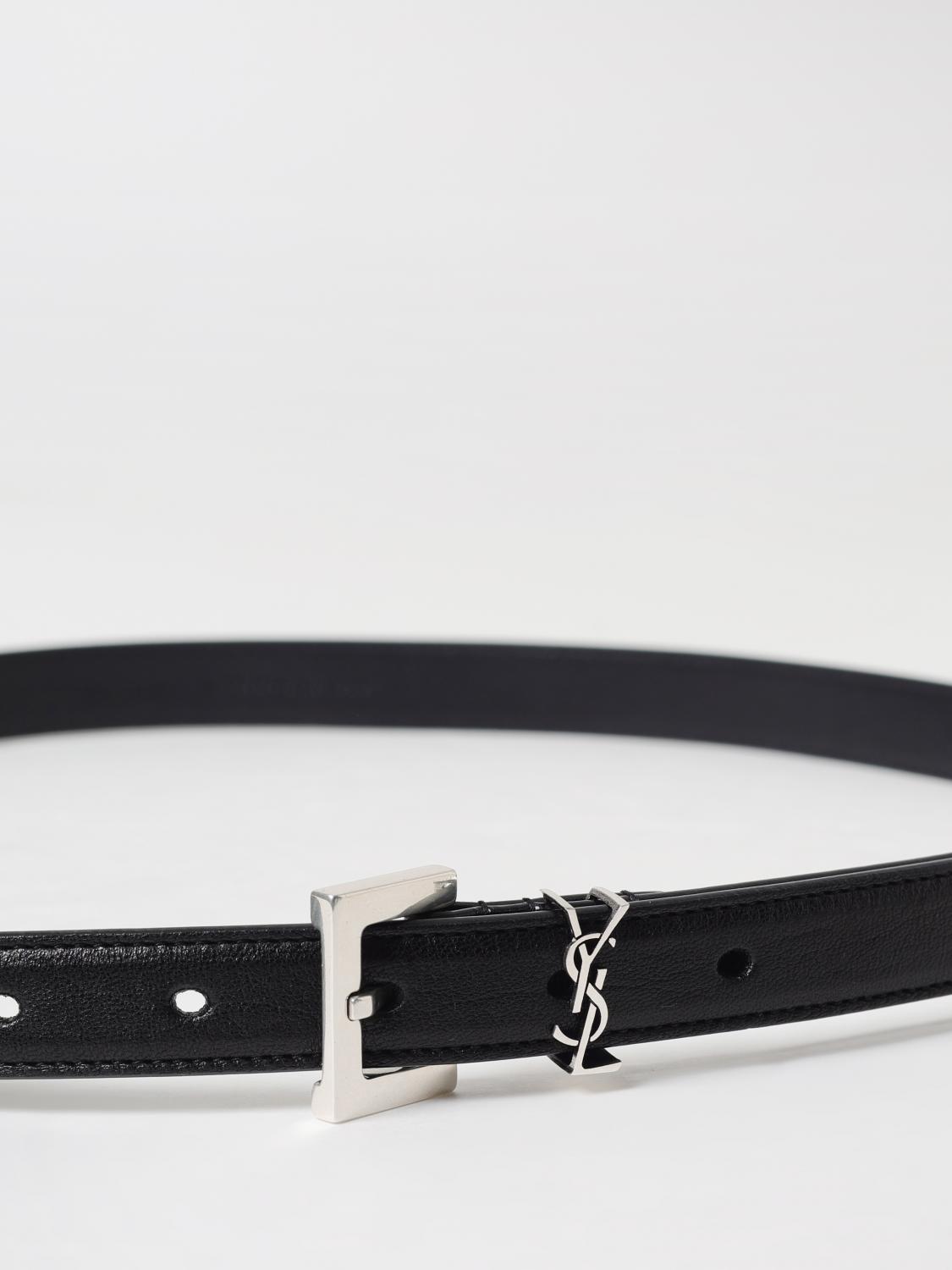 SAINT LAURENT CINTURA: Cintura Cassandre Saint Laurent in pelle , Nero - Img 2