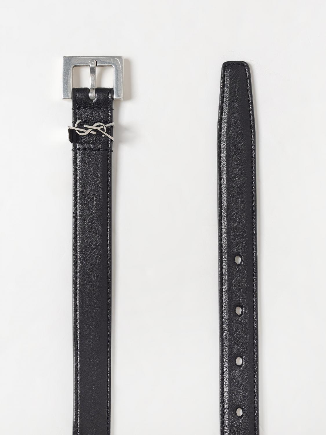 SAINT LAURENT CINTURA: Cintura Cassandre Saint Laurent in pelle , Nero - Img 3